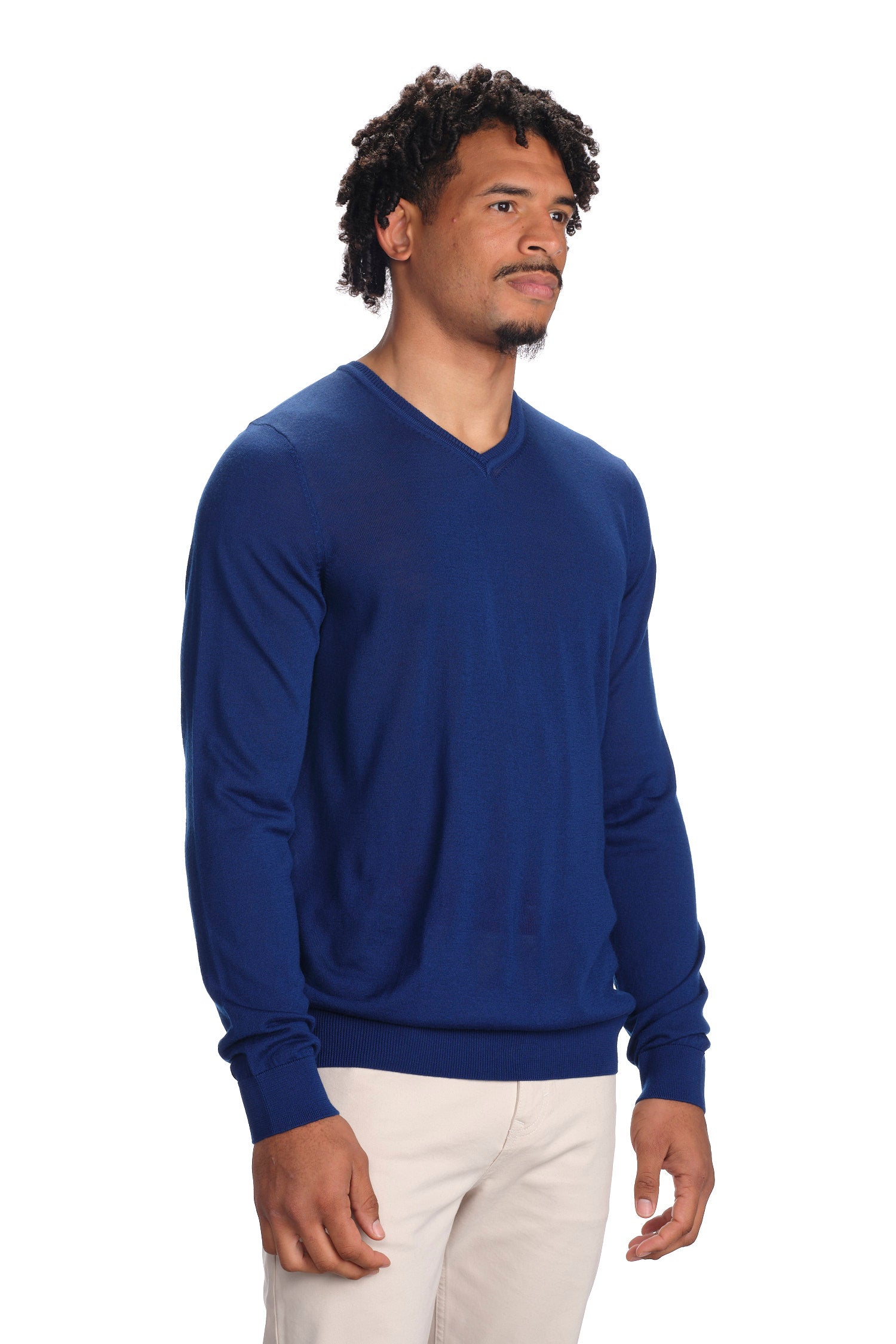 Merino Wool Solid V-Neck Sweater