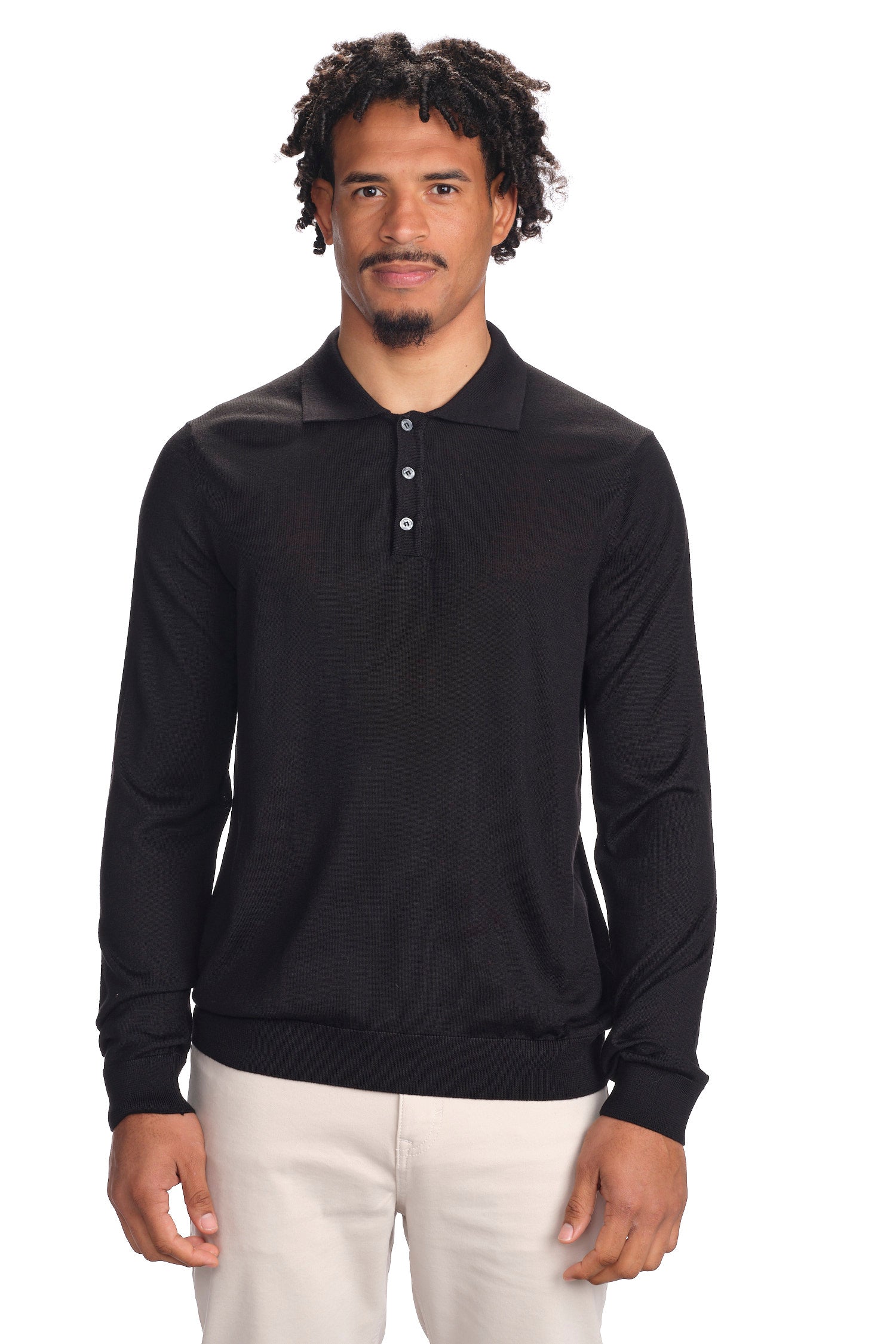 Merino Wool Solid Polo Sweater