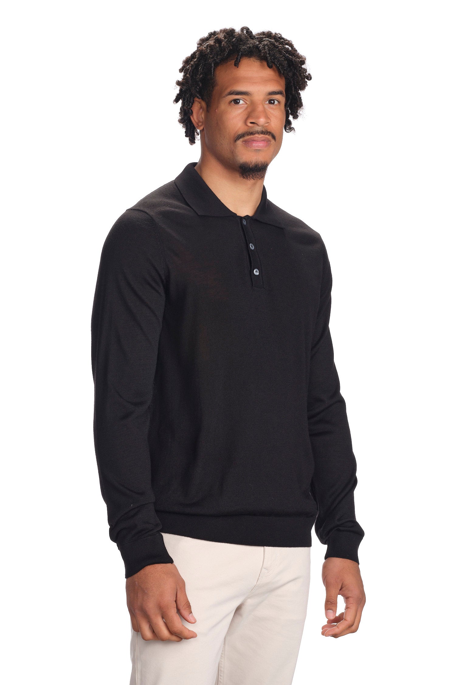 Merino Wool Solid Polo Sweater