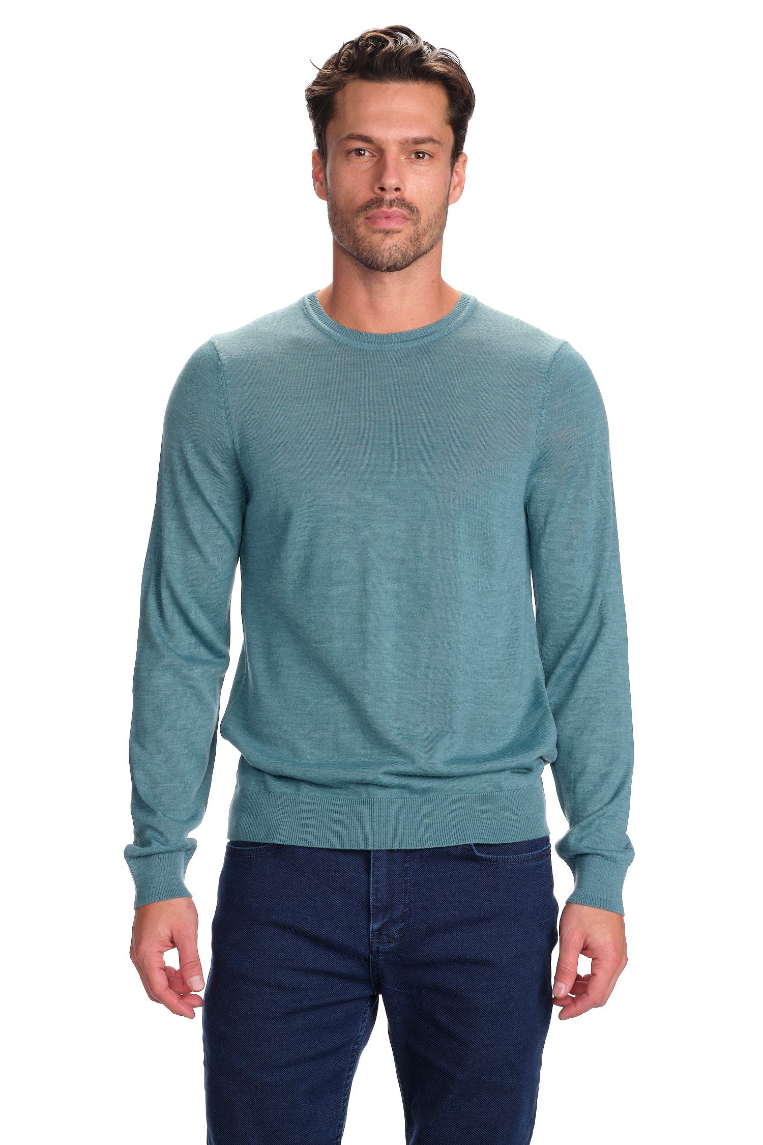 Merino Wool Solid Crew Neck Sweater