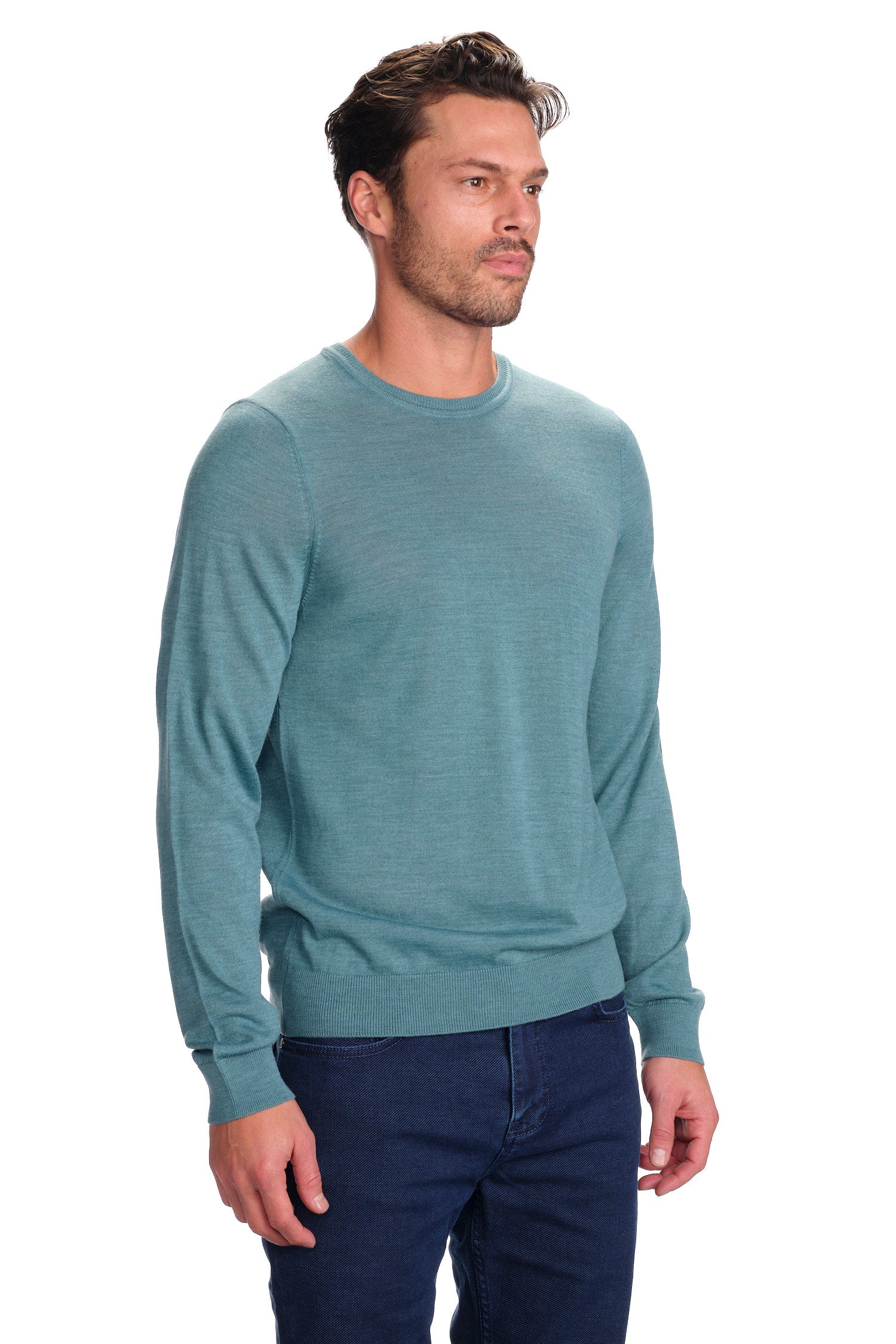 Merino Wool Solid Crew Neck Sweater