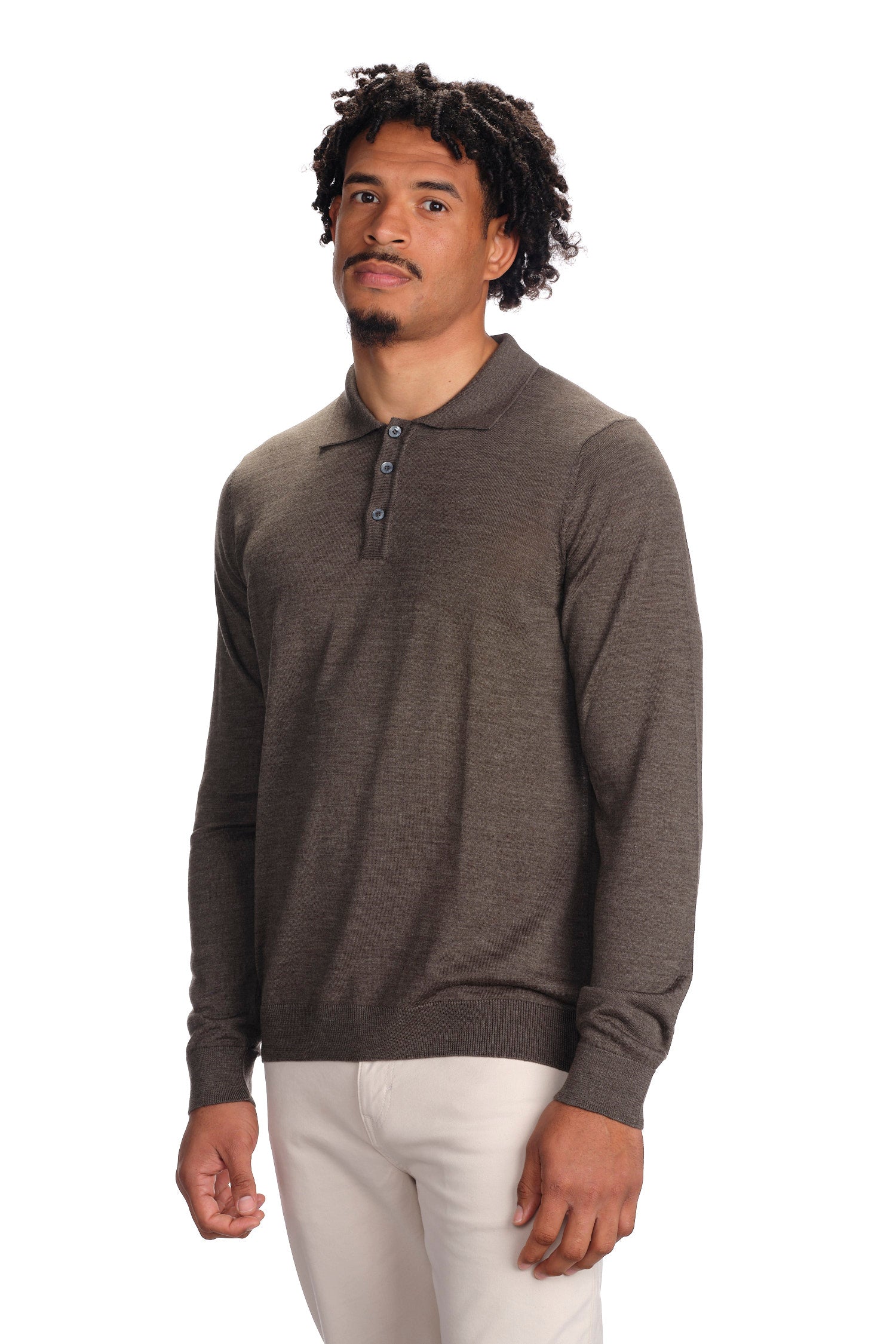 Merino Wool Solid Polo Sweater