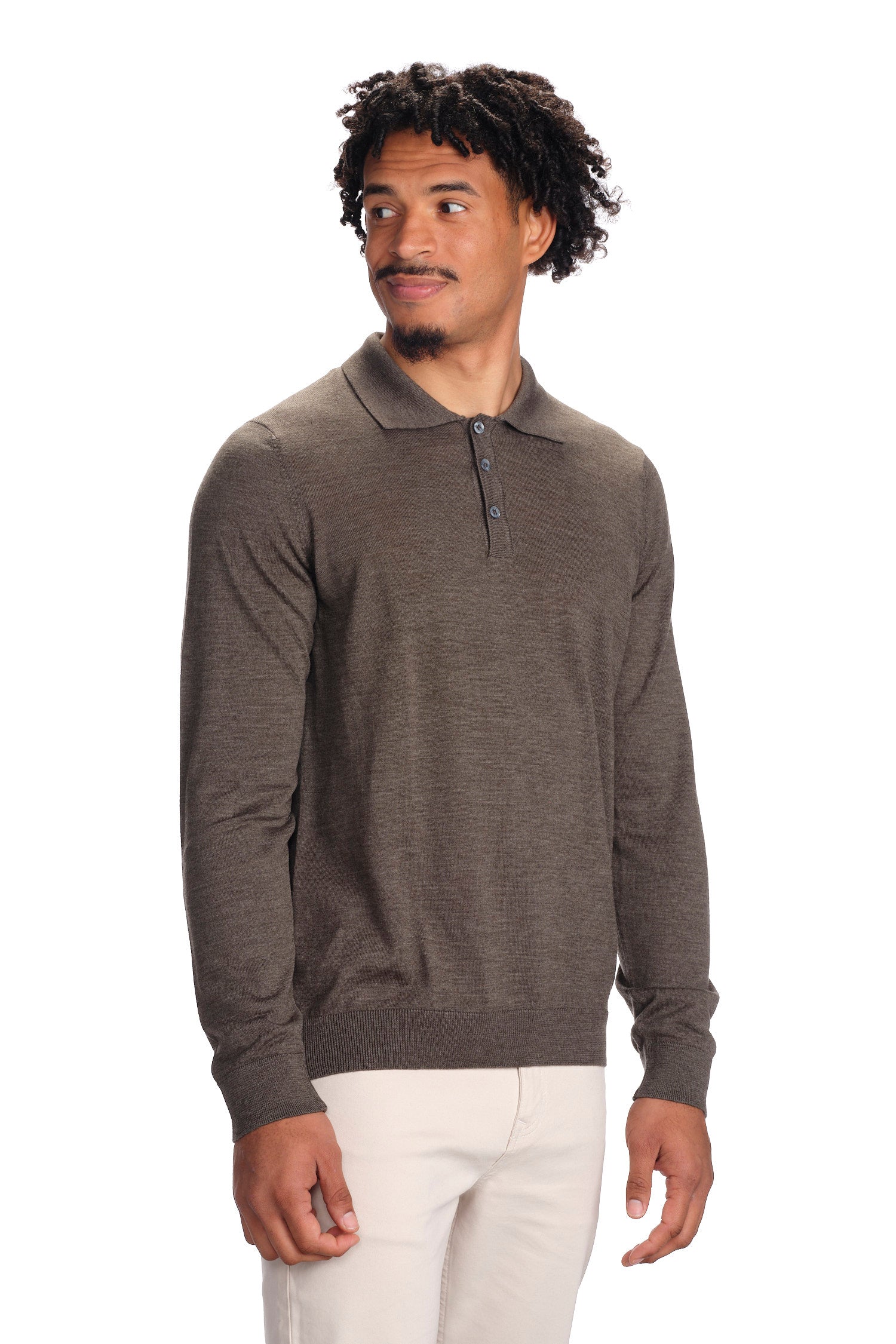 Merino Wool Solid Polo Sweater