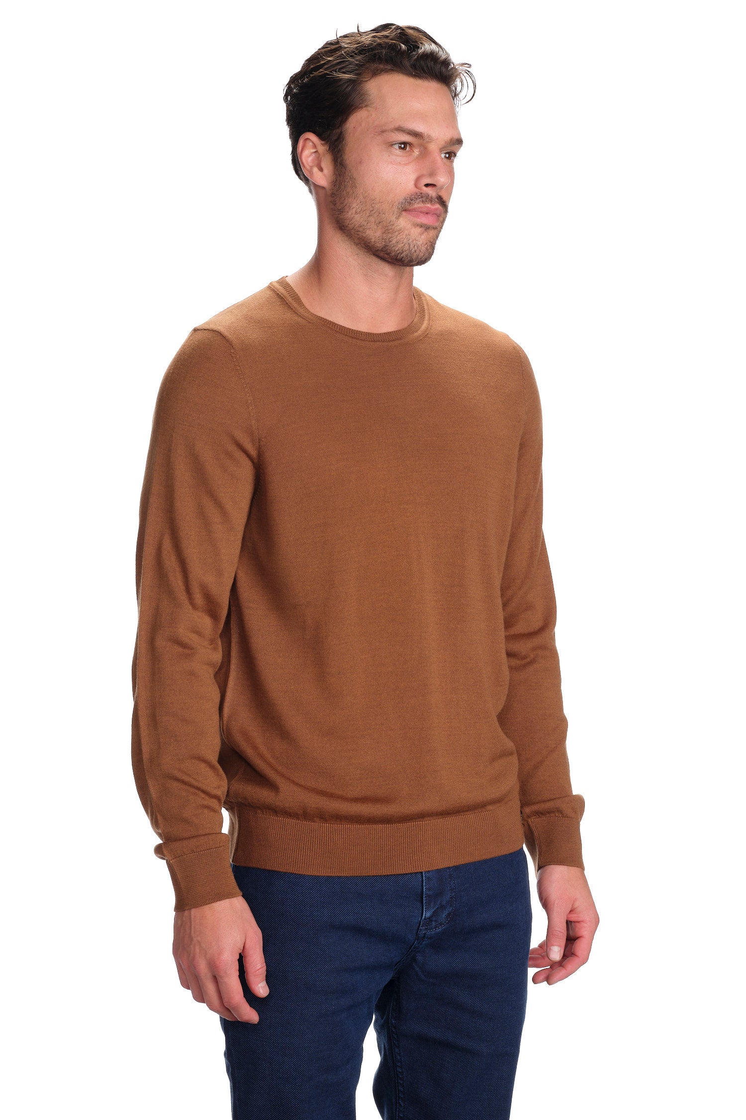 Merino Wool Solid Crew Neck Sweater