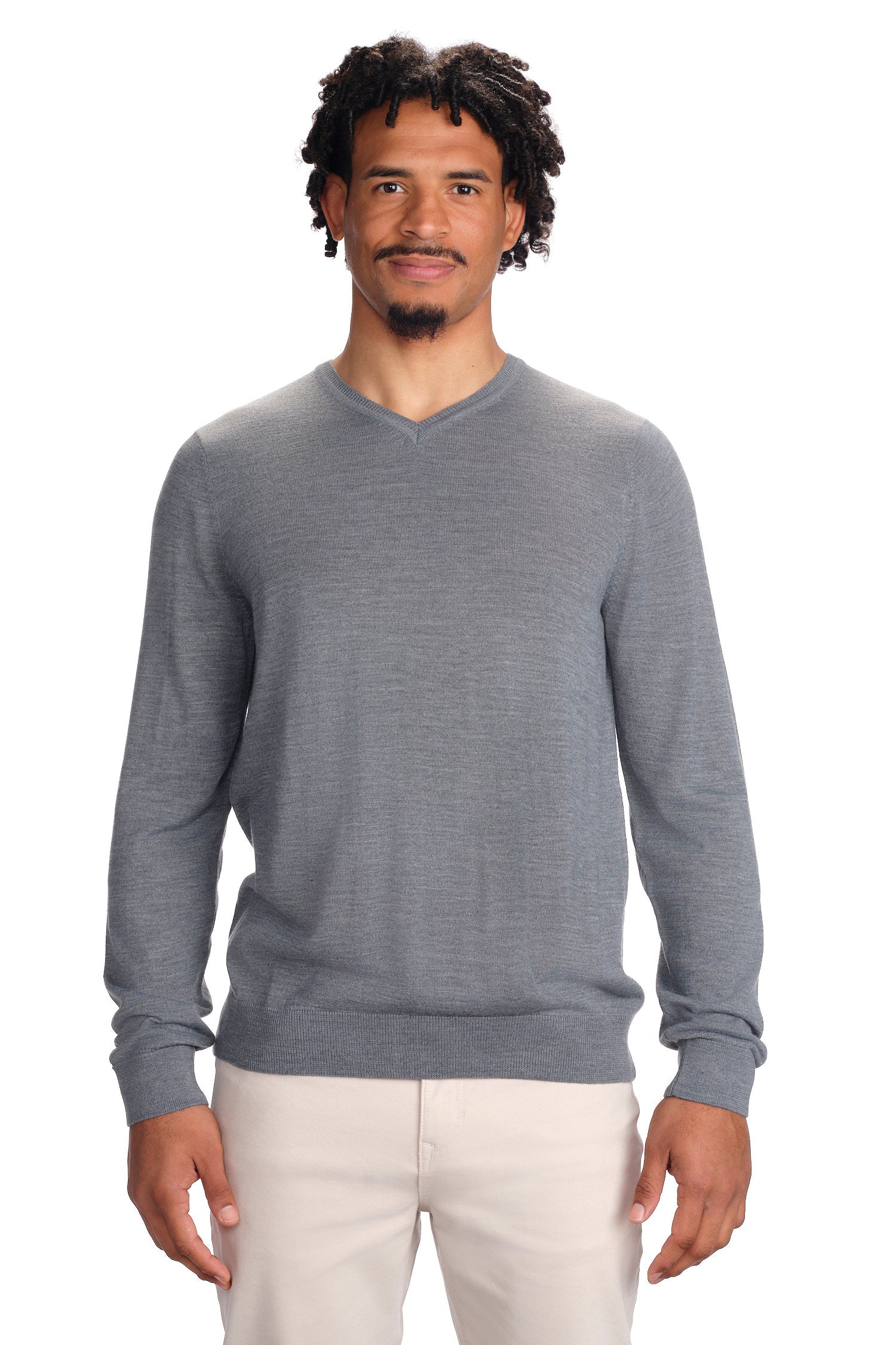 Merino Wool Solid V-Neck Sweater