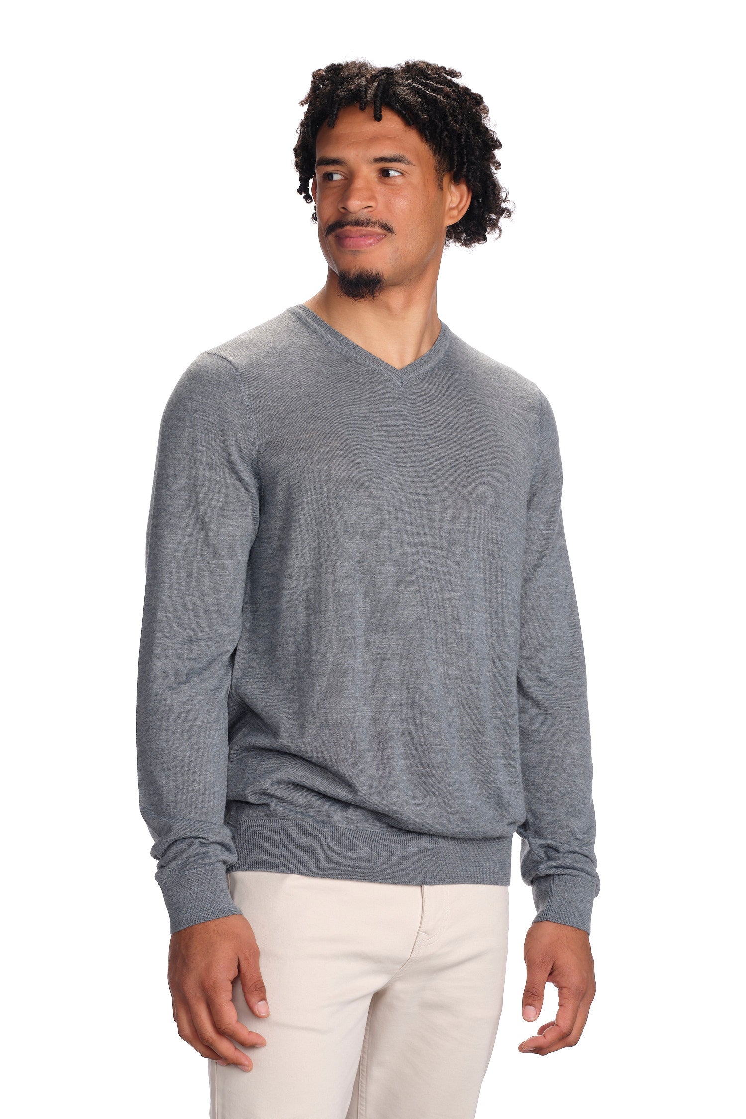 Merino Wool Solid V-Neck Sweater