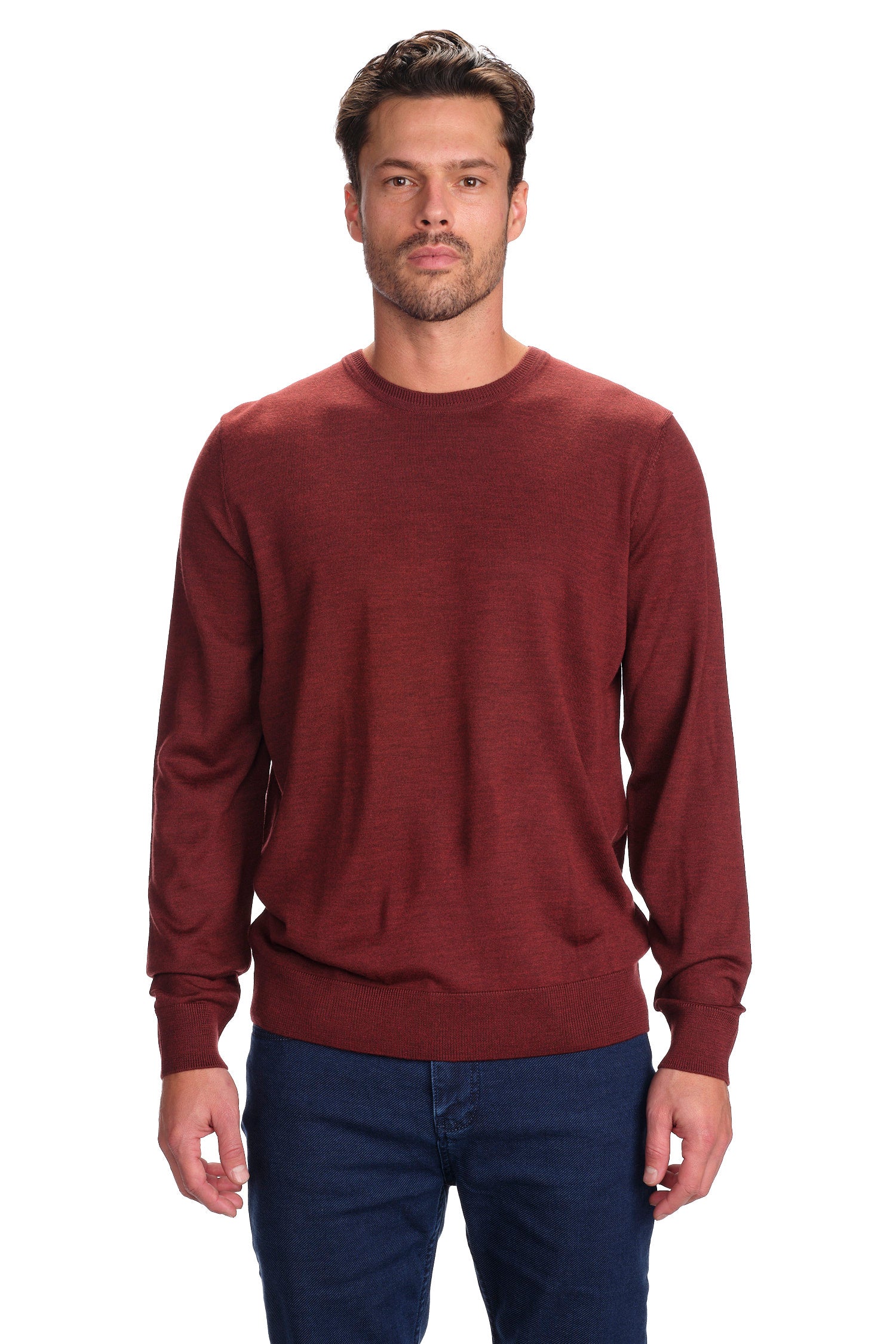 Merino Wool Solid Crew Neck Sweater