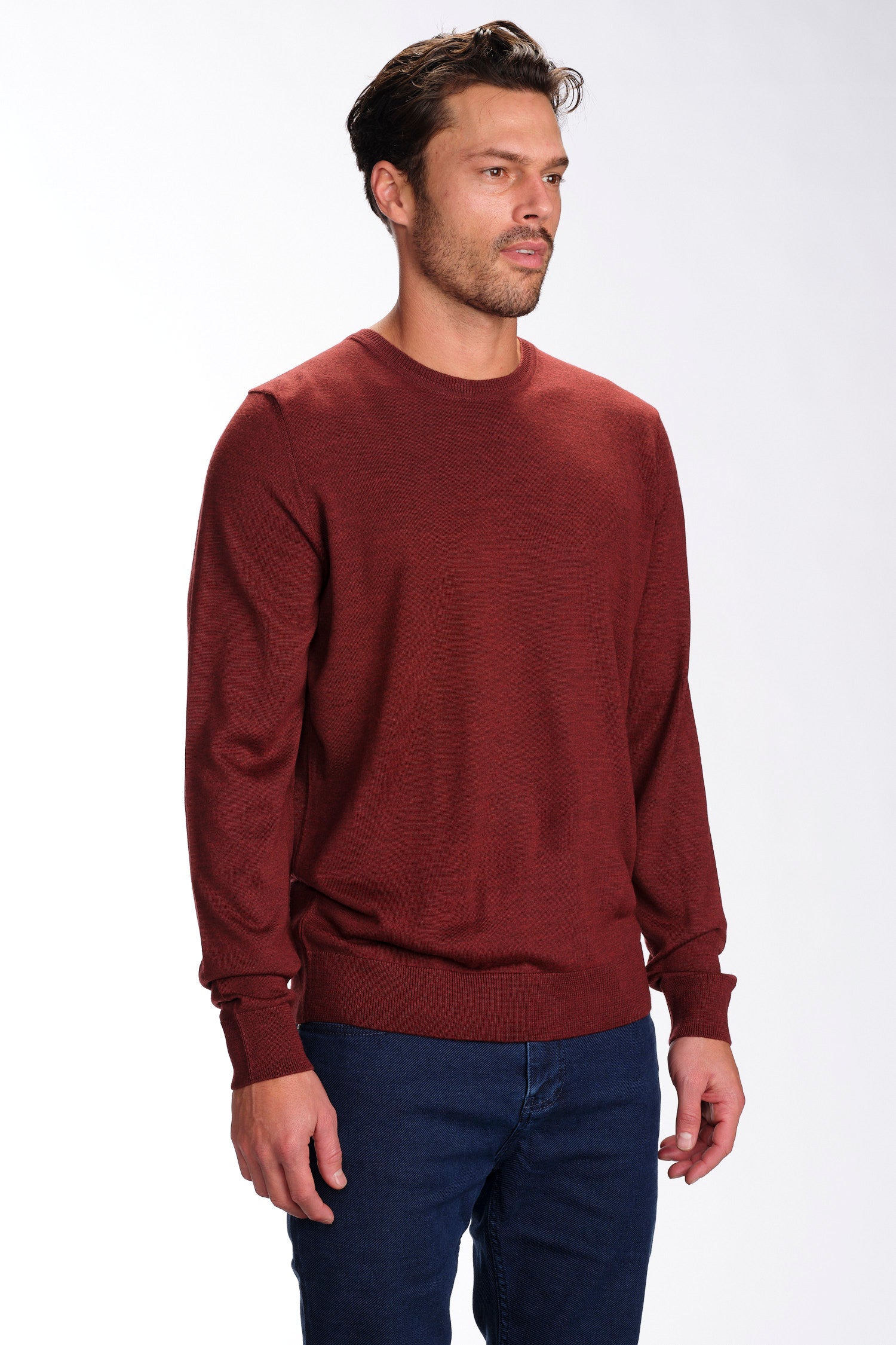 Merino Wool Solid Crew Neck Sweater