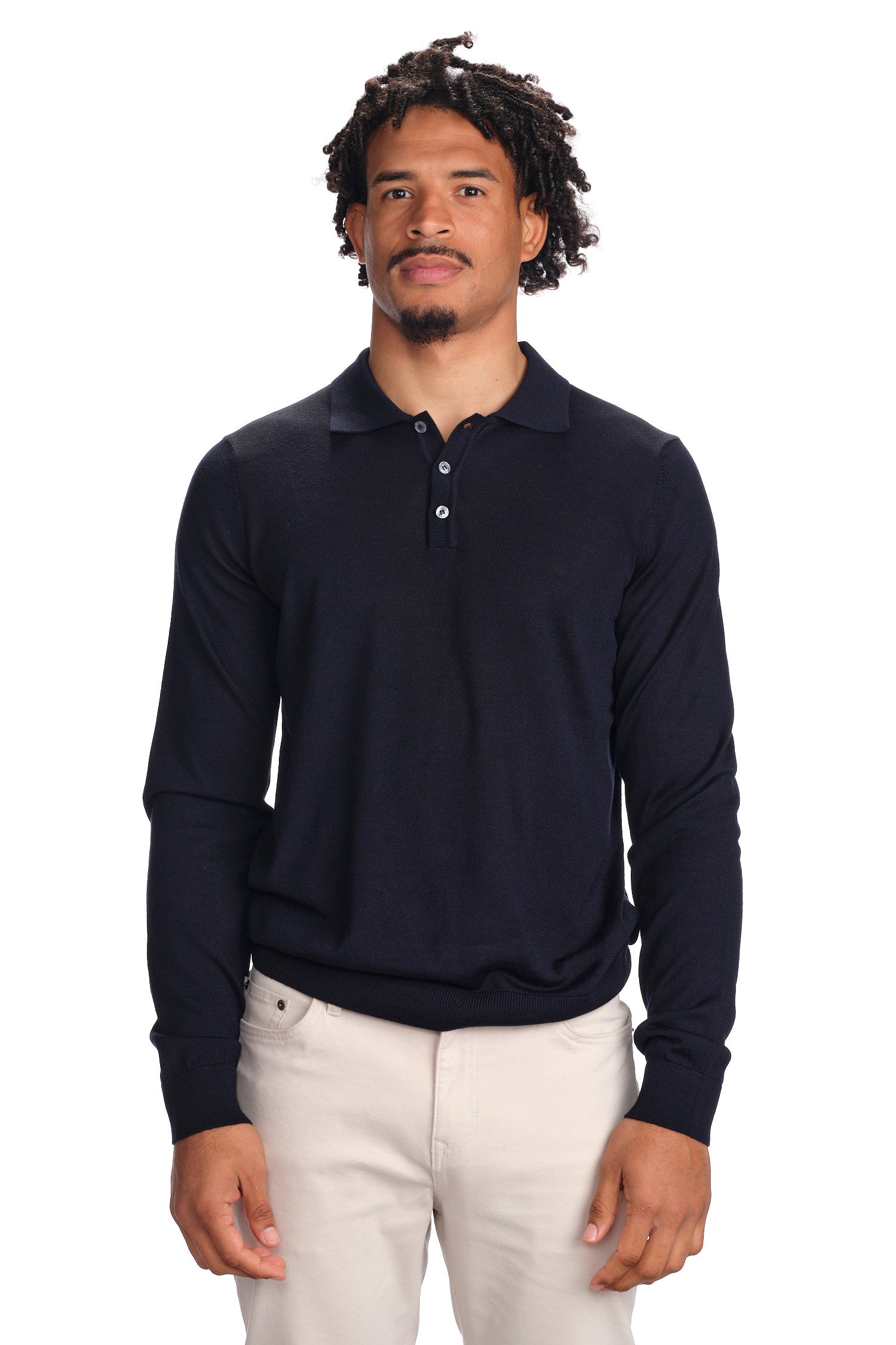 Merino Wool Solid Polo Sweater