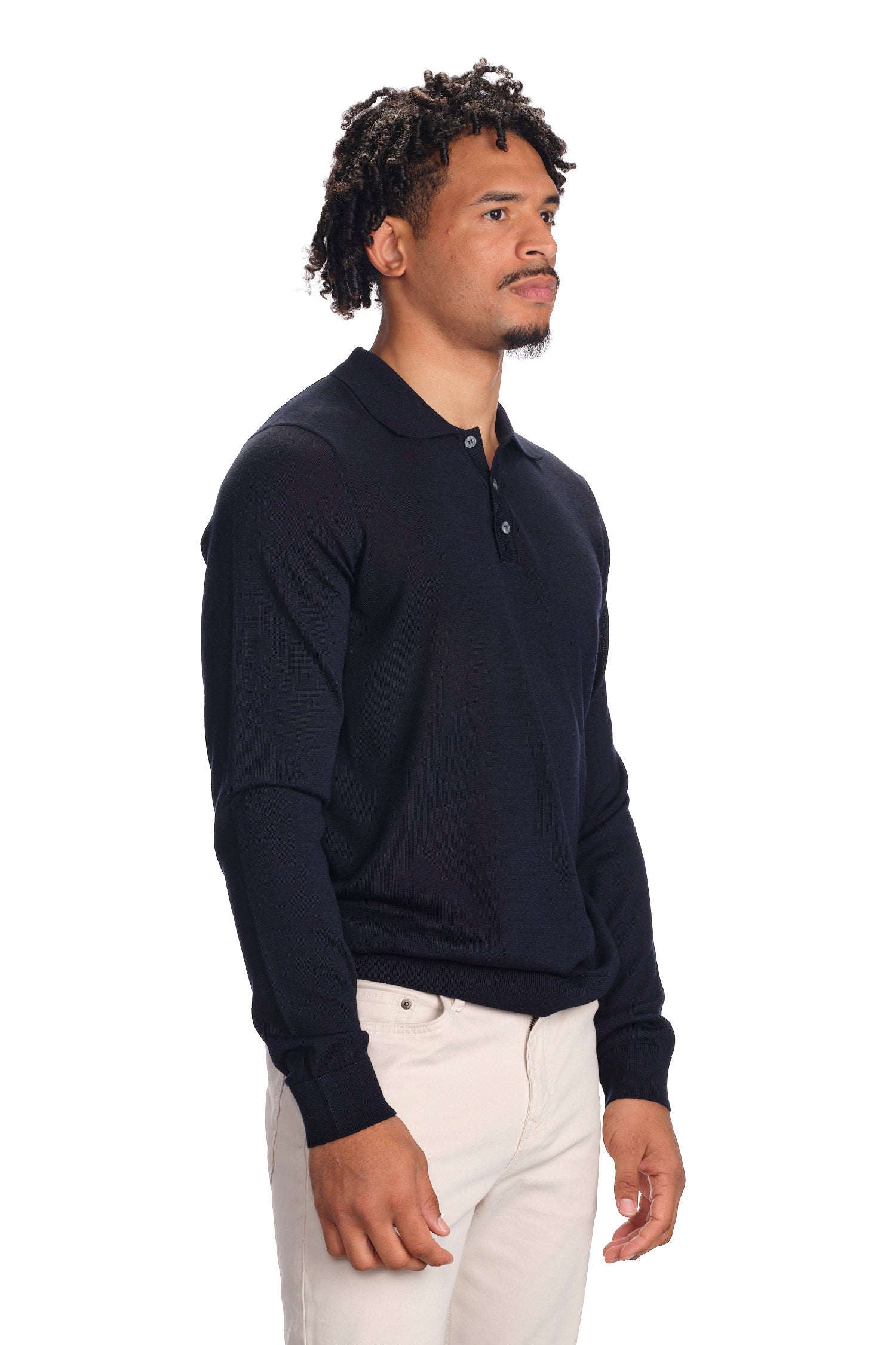 Merino Wool Solid Polo Sweater