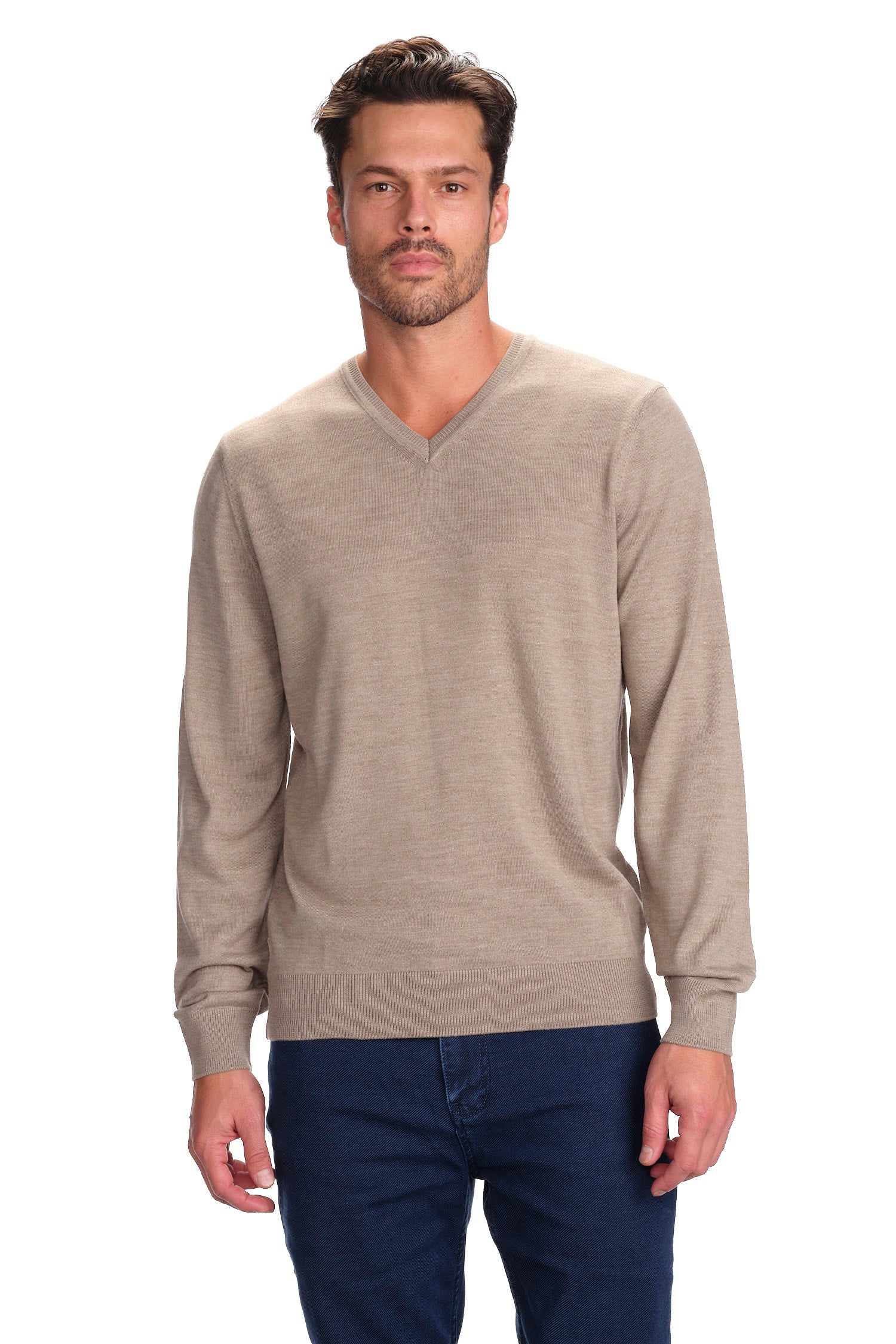 Merino Wool Solid V-Neck Sweater