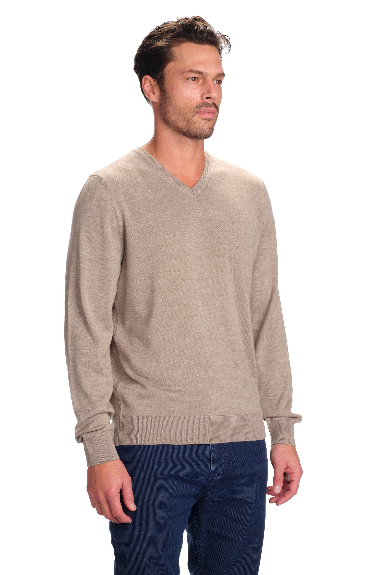 Merino Wool Solid V-Neck Sweater