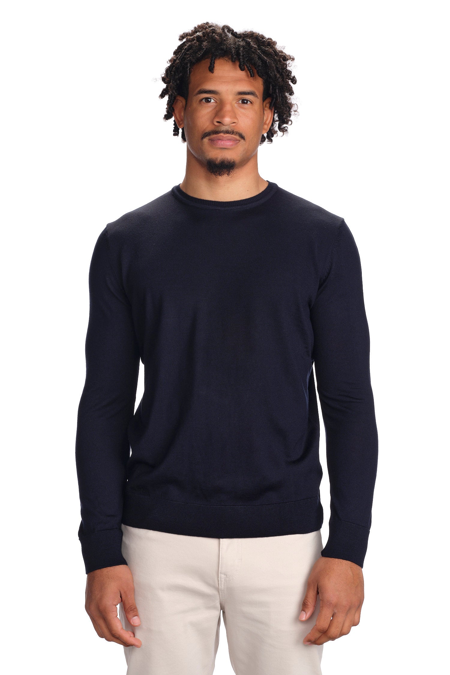 Merino Wool Solid Crew Neck Sweater