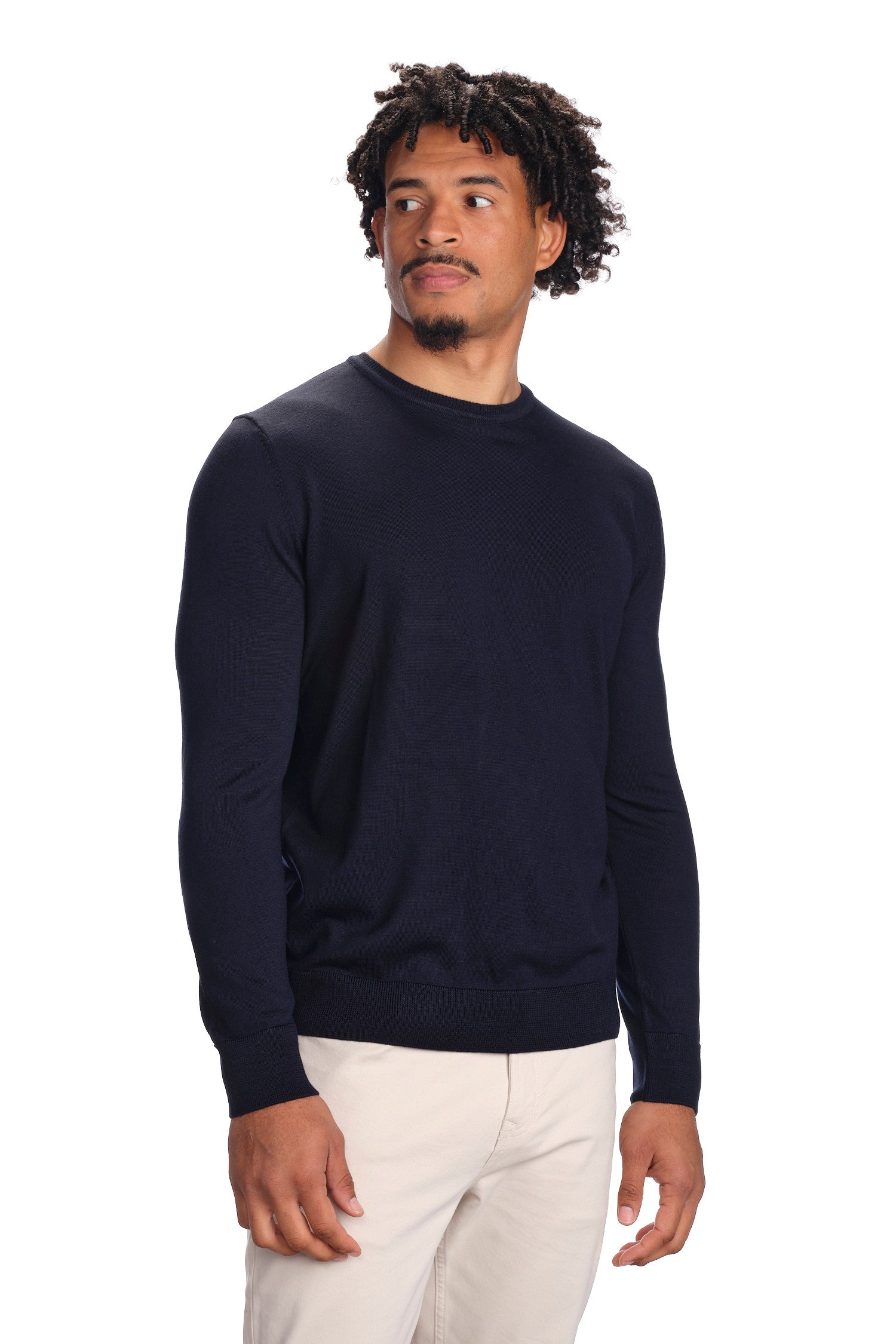 Merino Wool Solid Crew Neck Sweater