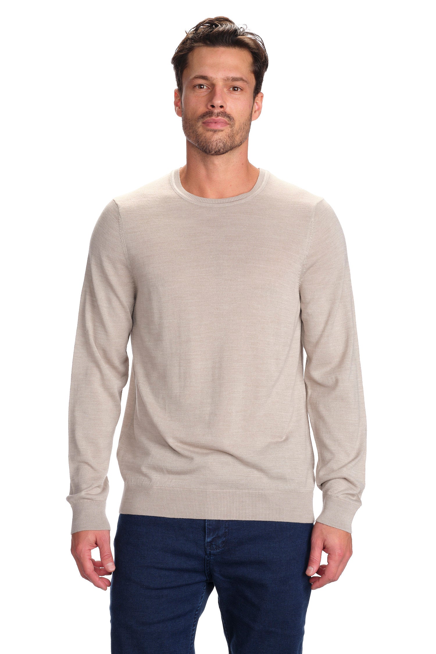 Merino Wool Solid Crew Neck Sweater