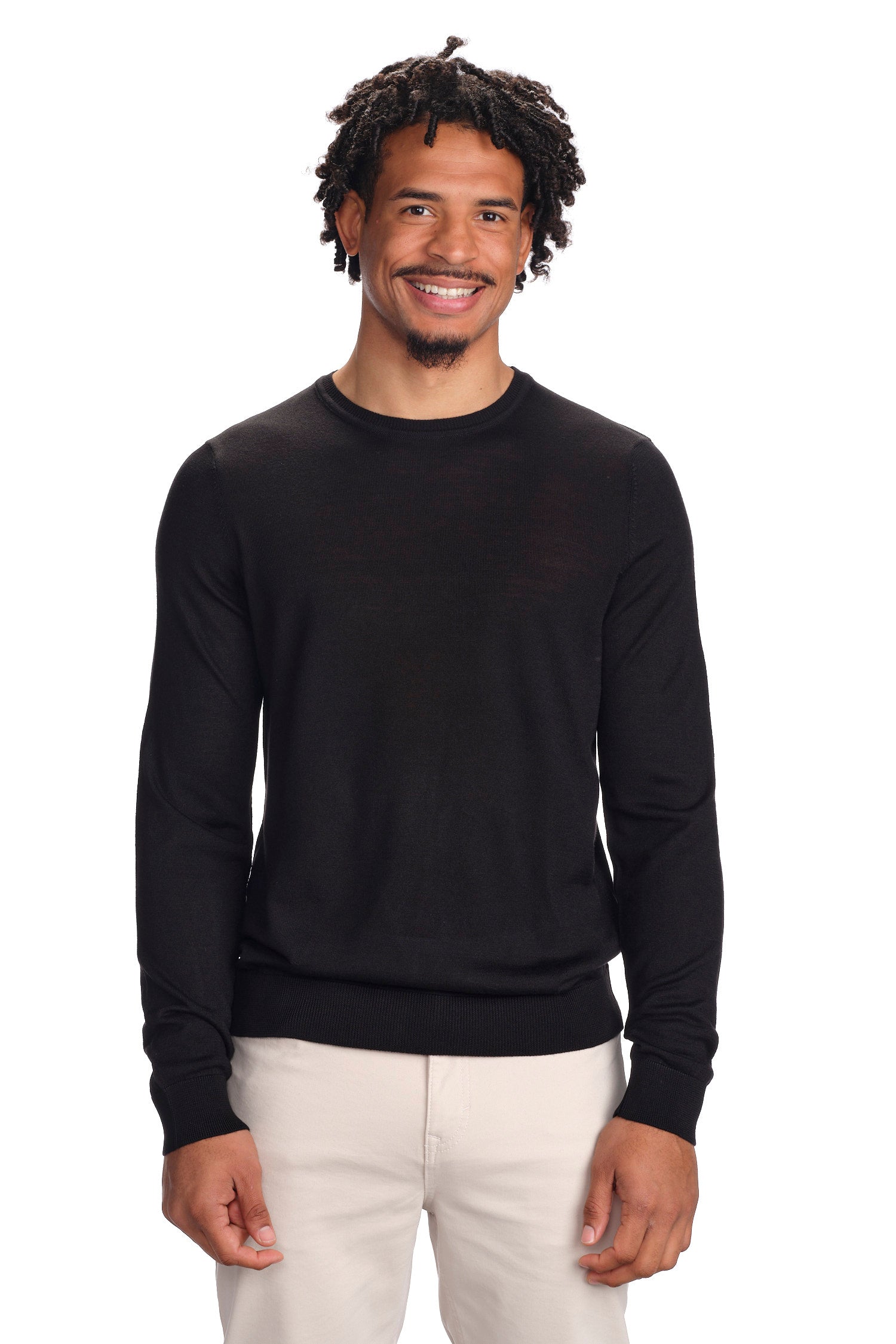 Merino Wool Solid Crew Neck Sweater