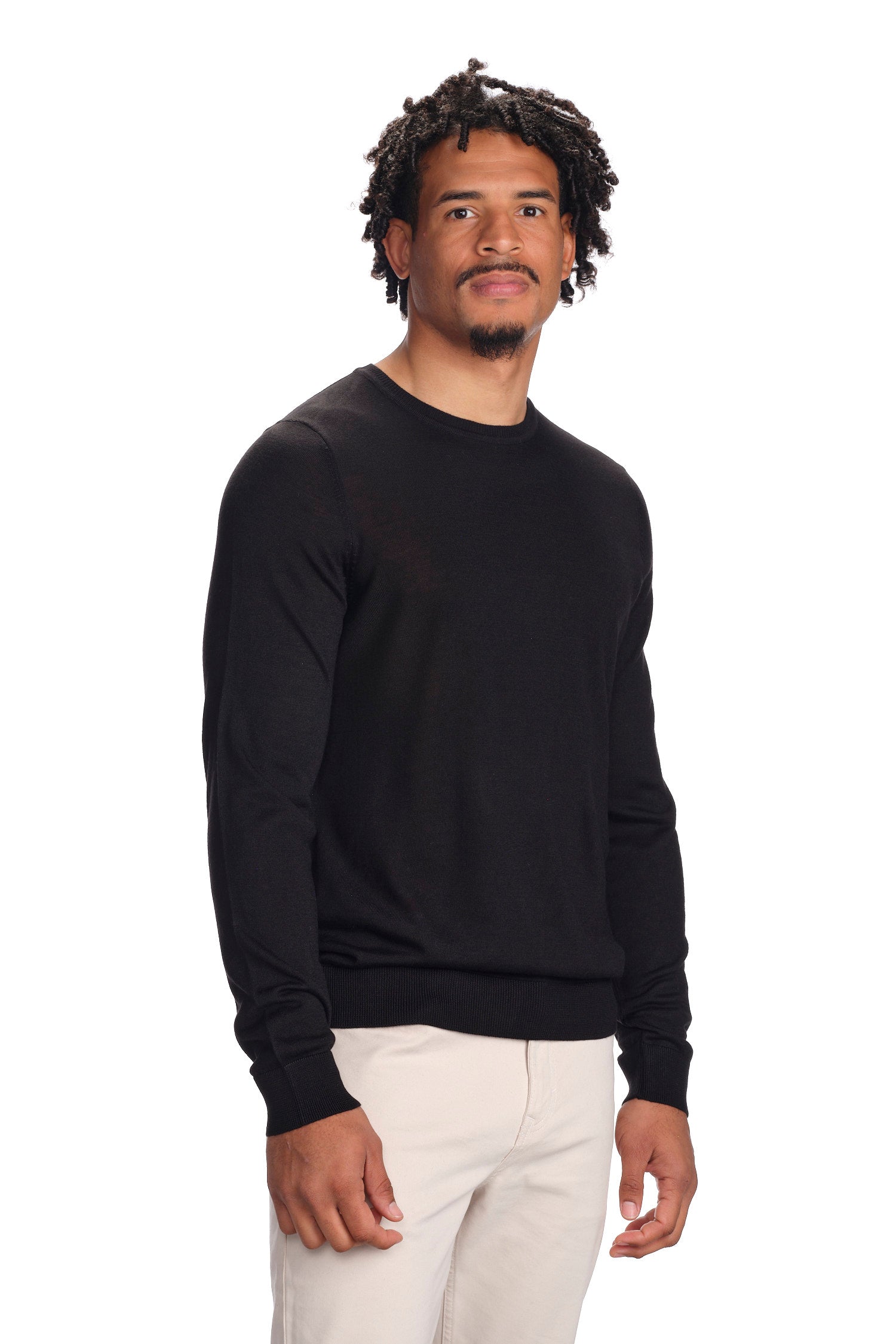 Merino Wool Solid Crew Neck Sweater