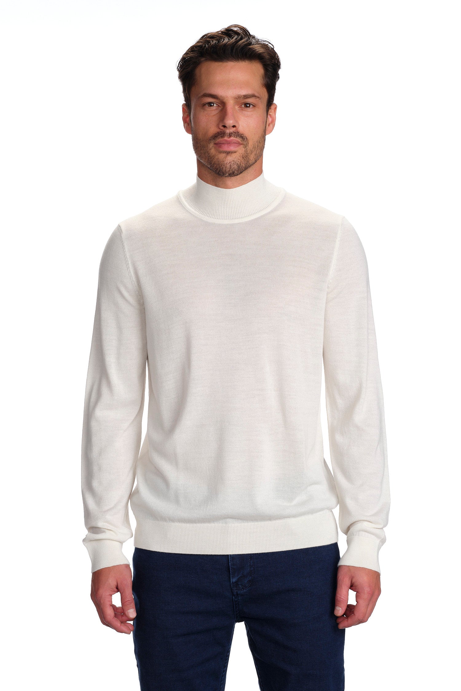 Merino Wool Solid Mock Neck Sweater