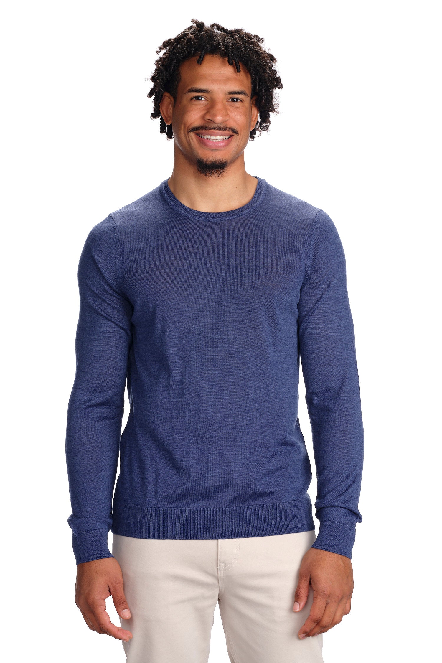 Merino Wool Solid Crew Neck Sweater