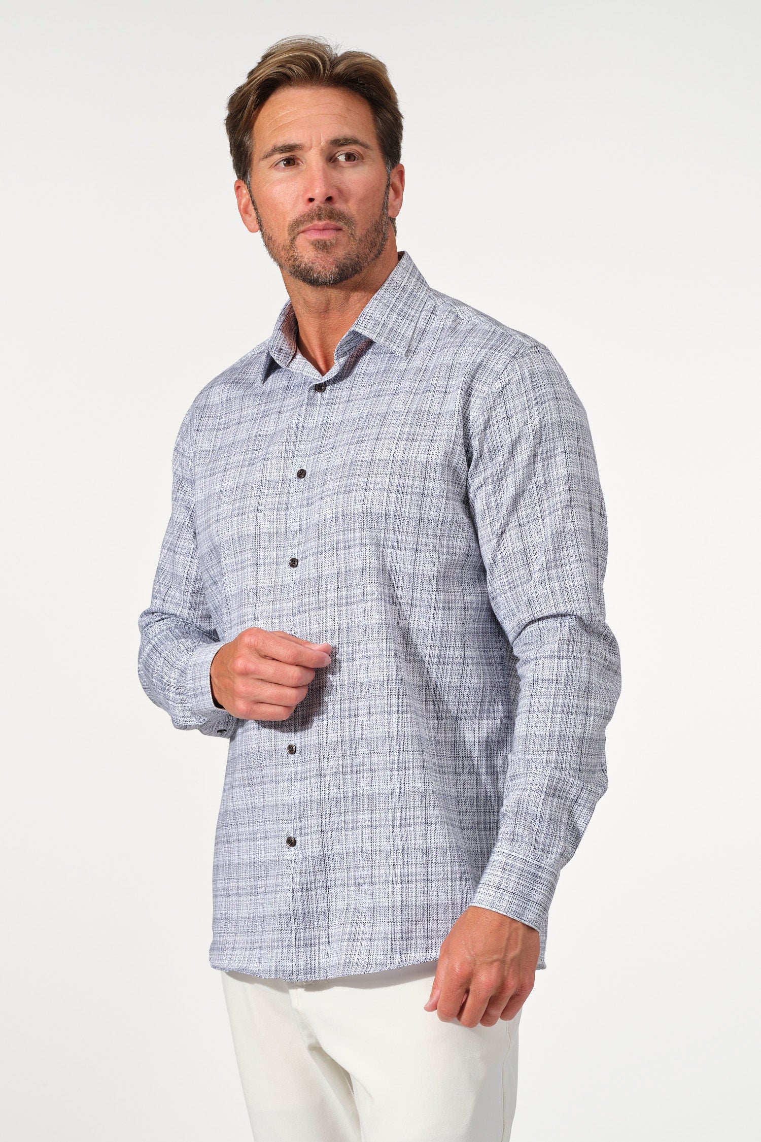 Brushstroke Print Stretch Cotton Shirt