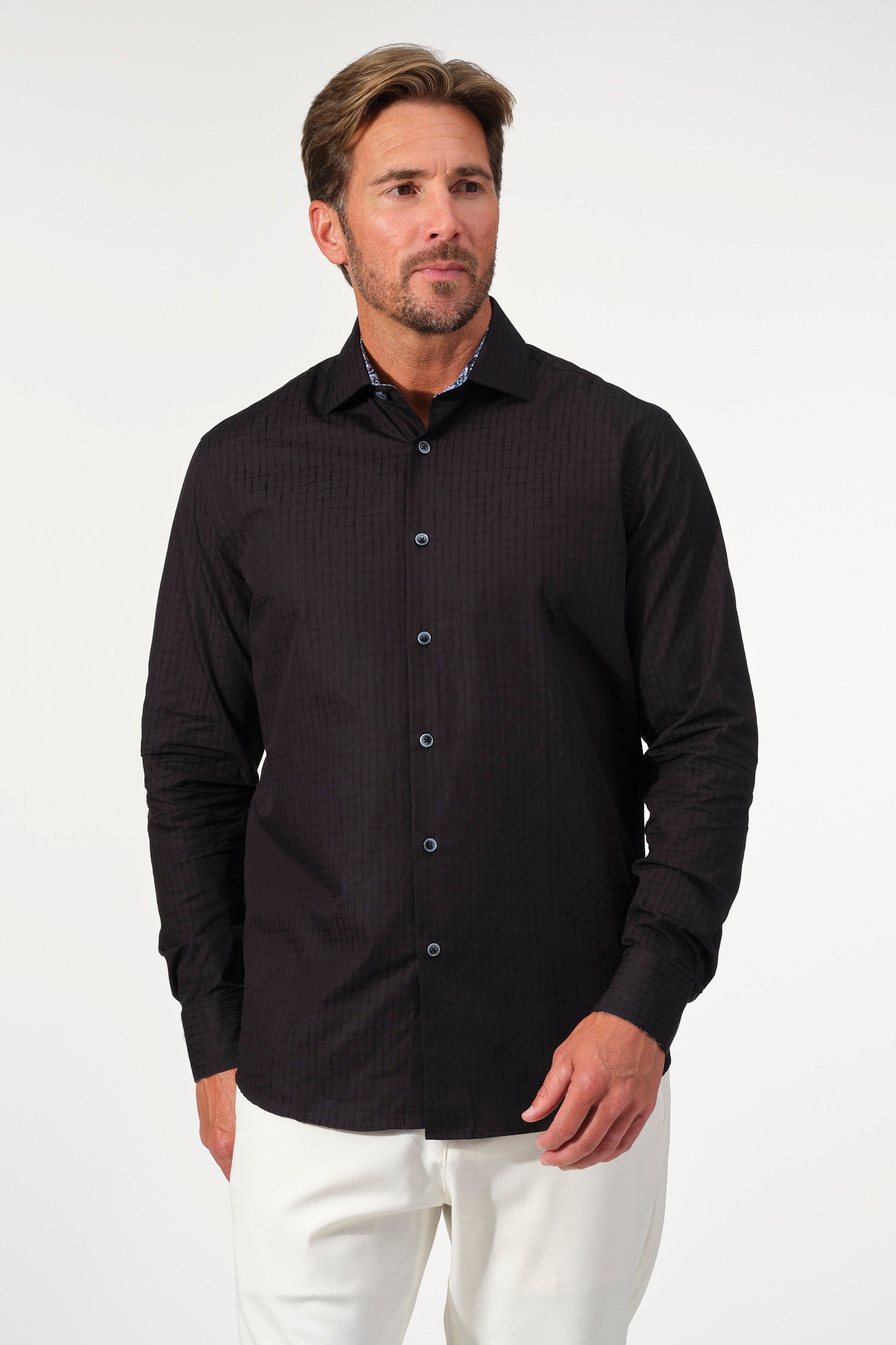 Shadow Paisley Trim Shirt