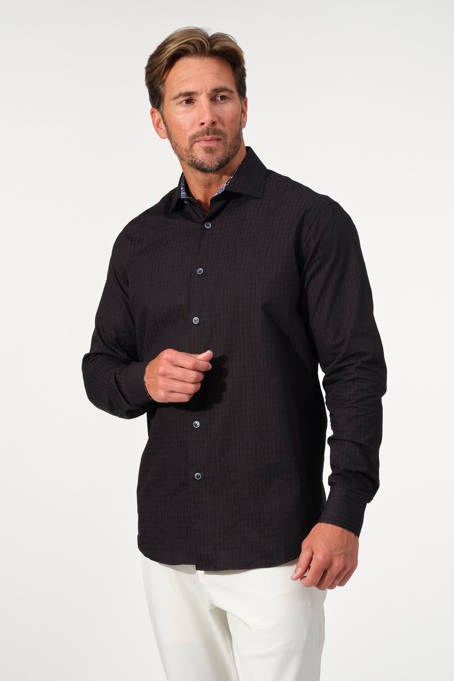 Shadow Paisley Trim Shirt