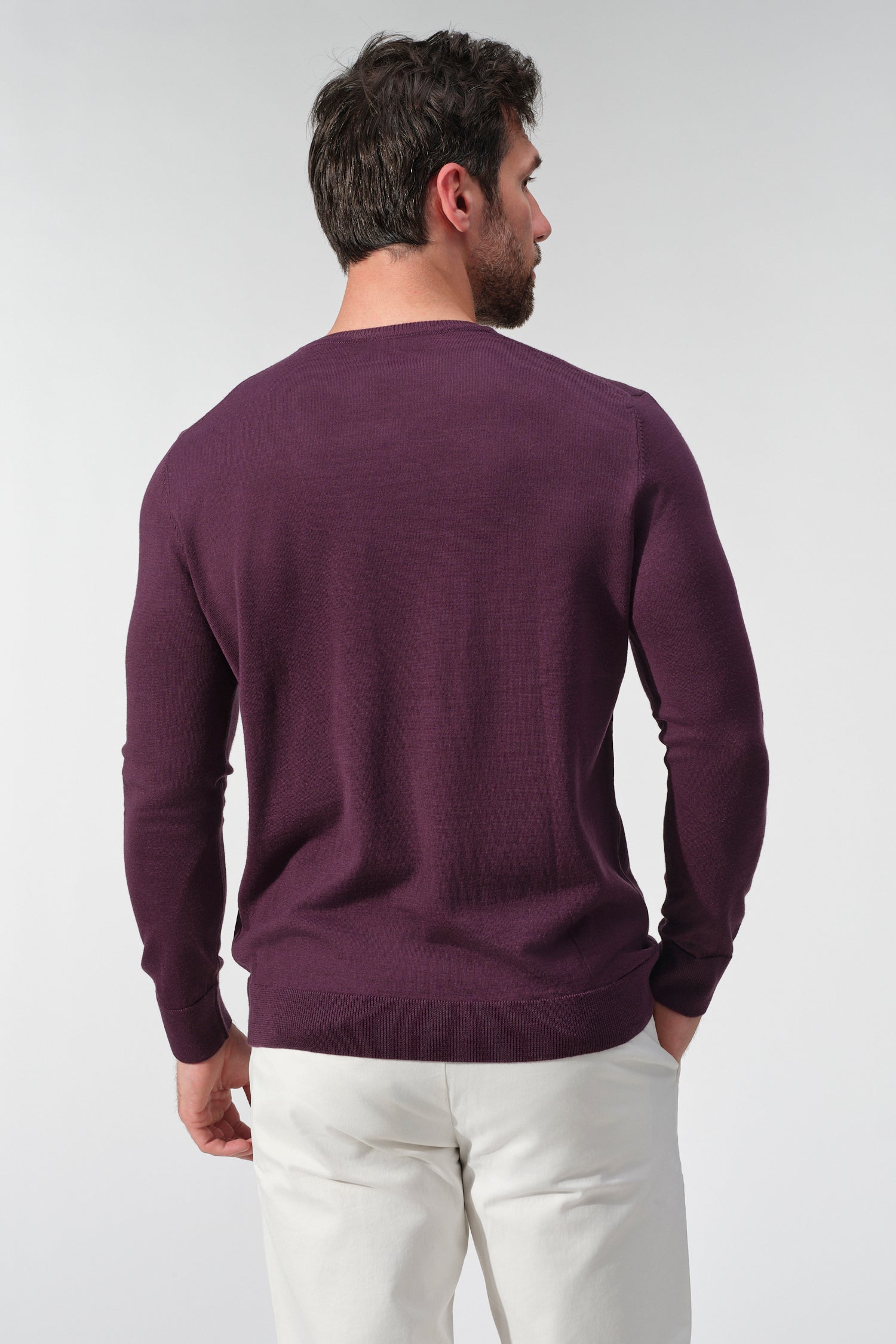 Merino Wool Solid V-Neck Sweater