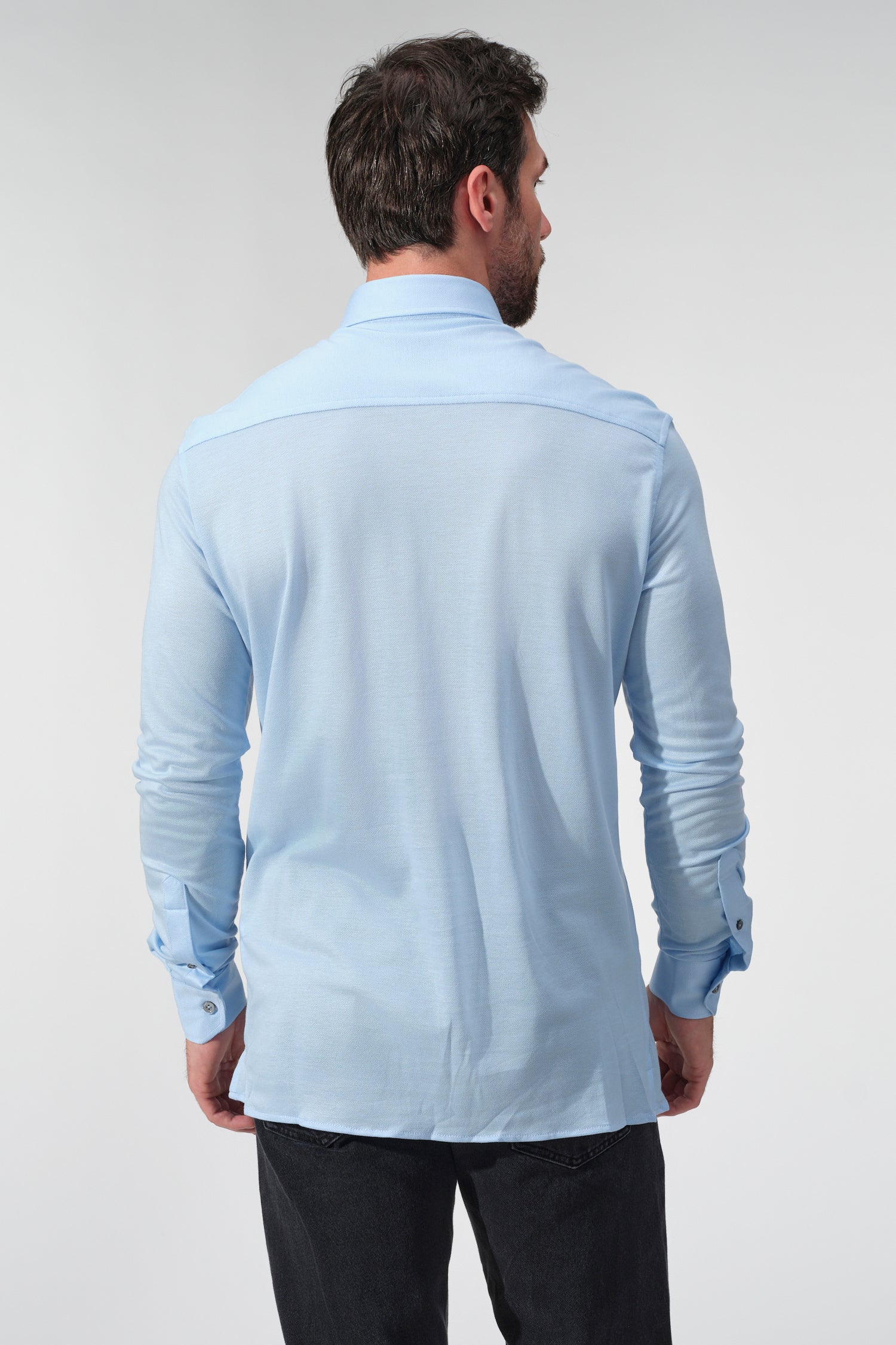 Tencel Blend Long Sleeve Polo