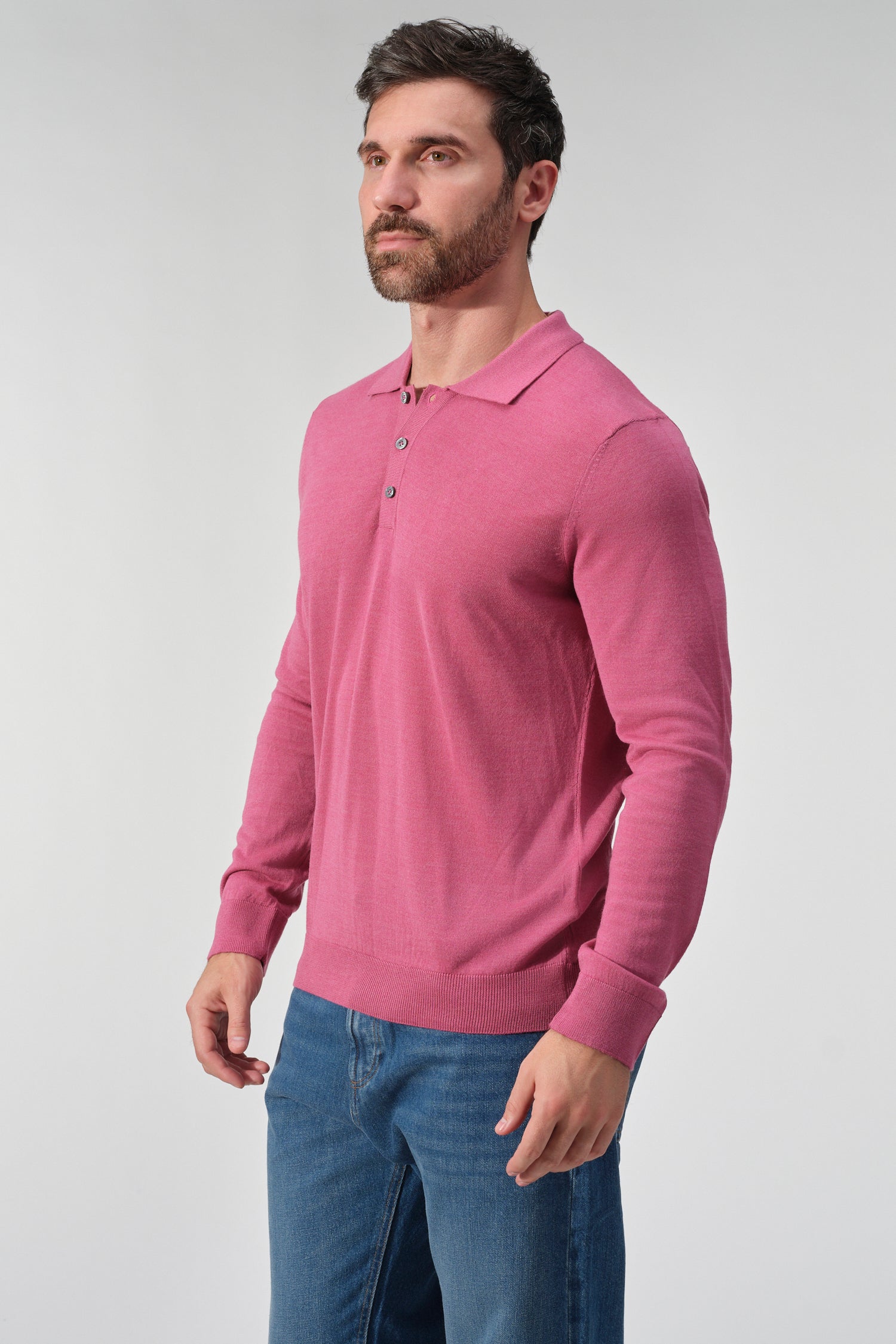 Merino Wool Solid Polo Sweater