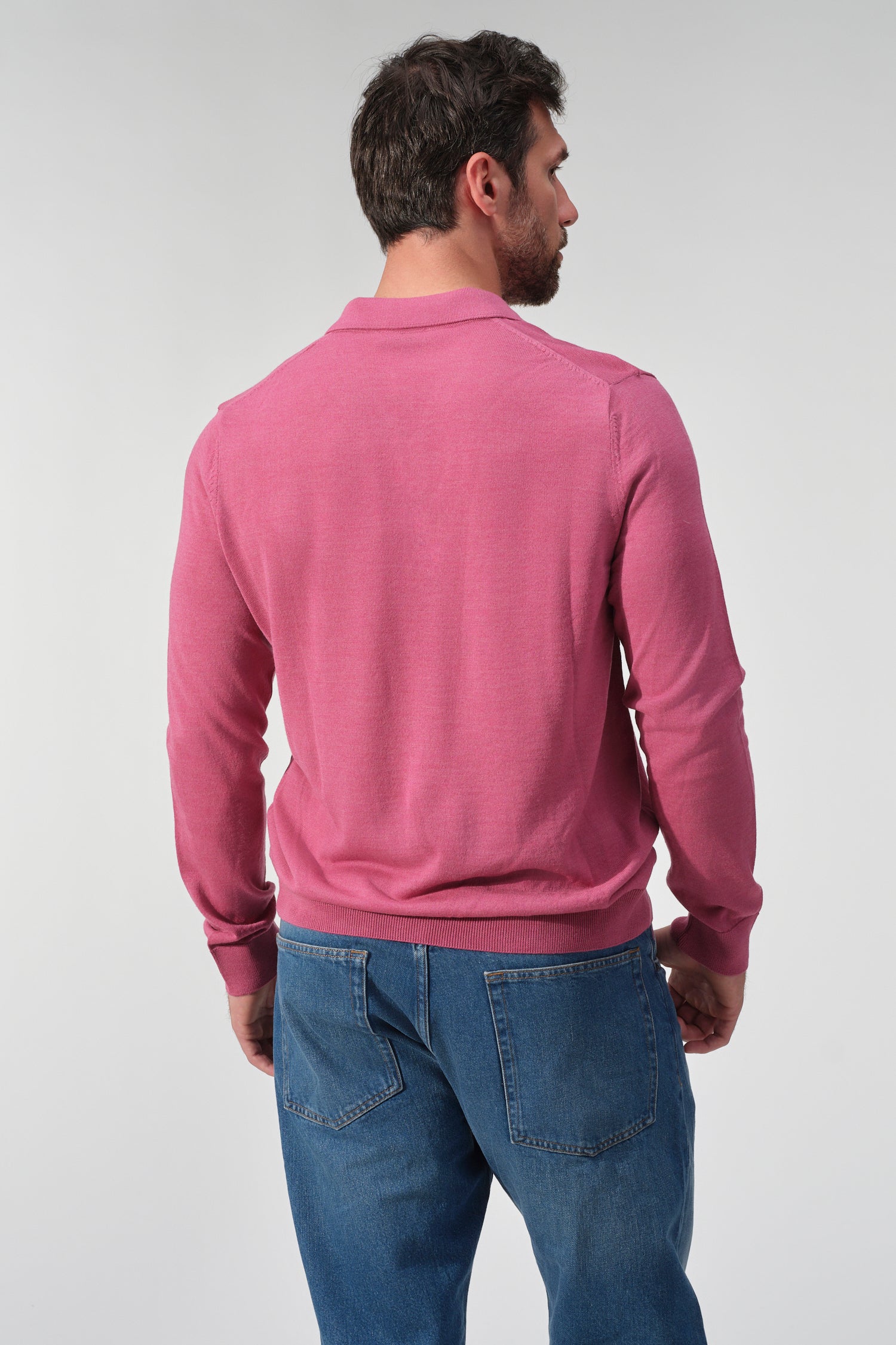 Merino Wool Solid Polo Sweater
