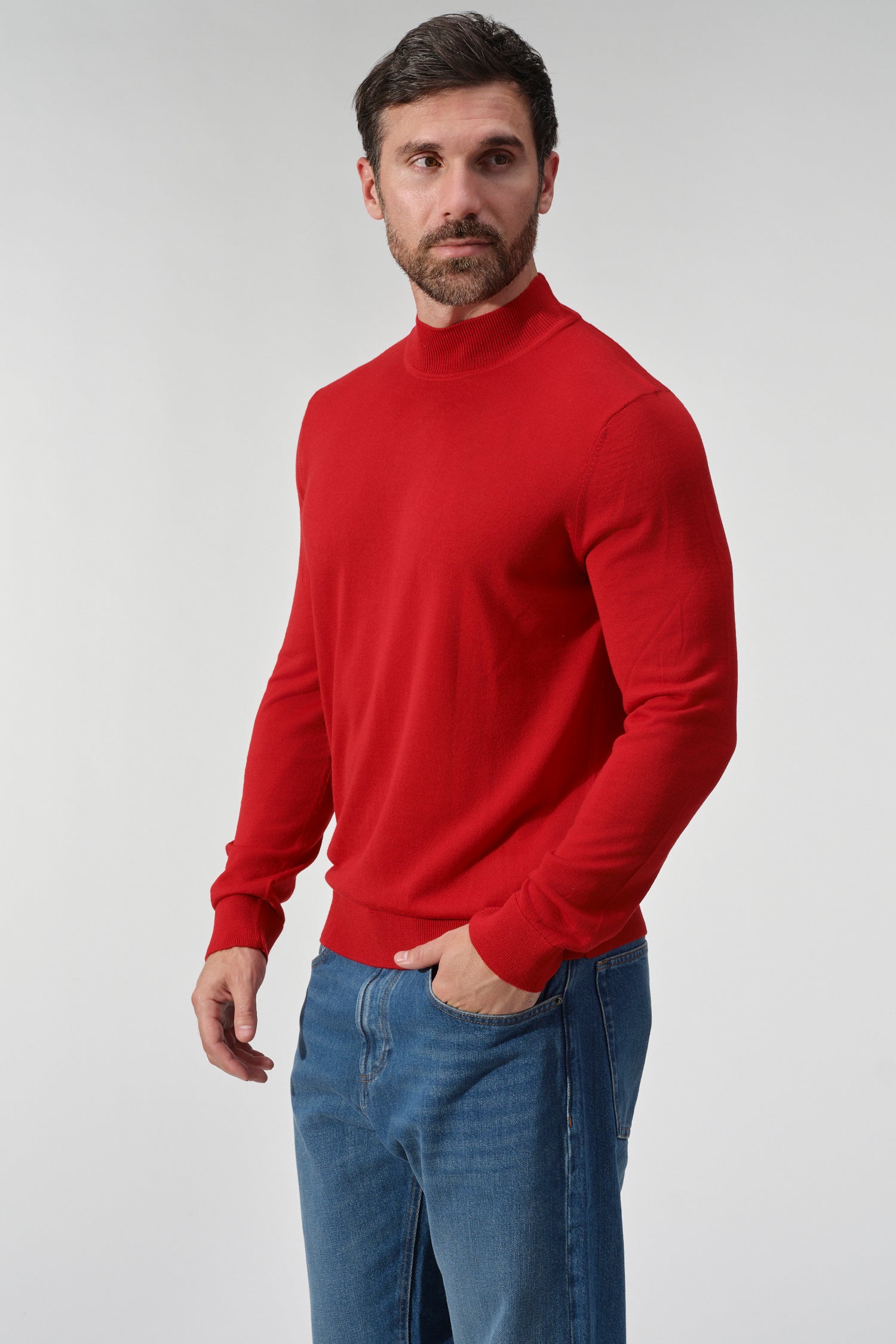 Merino Wool Solid Mock Neck Sweater