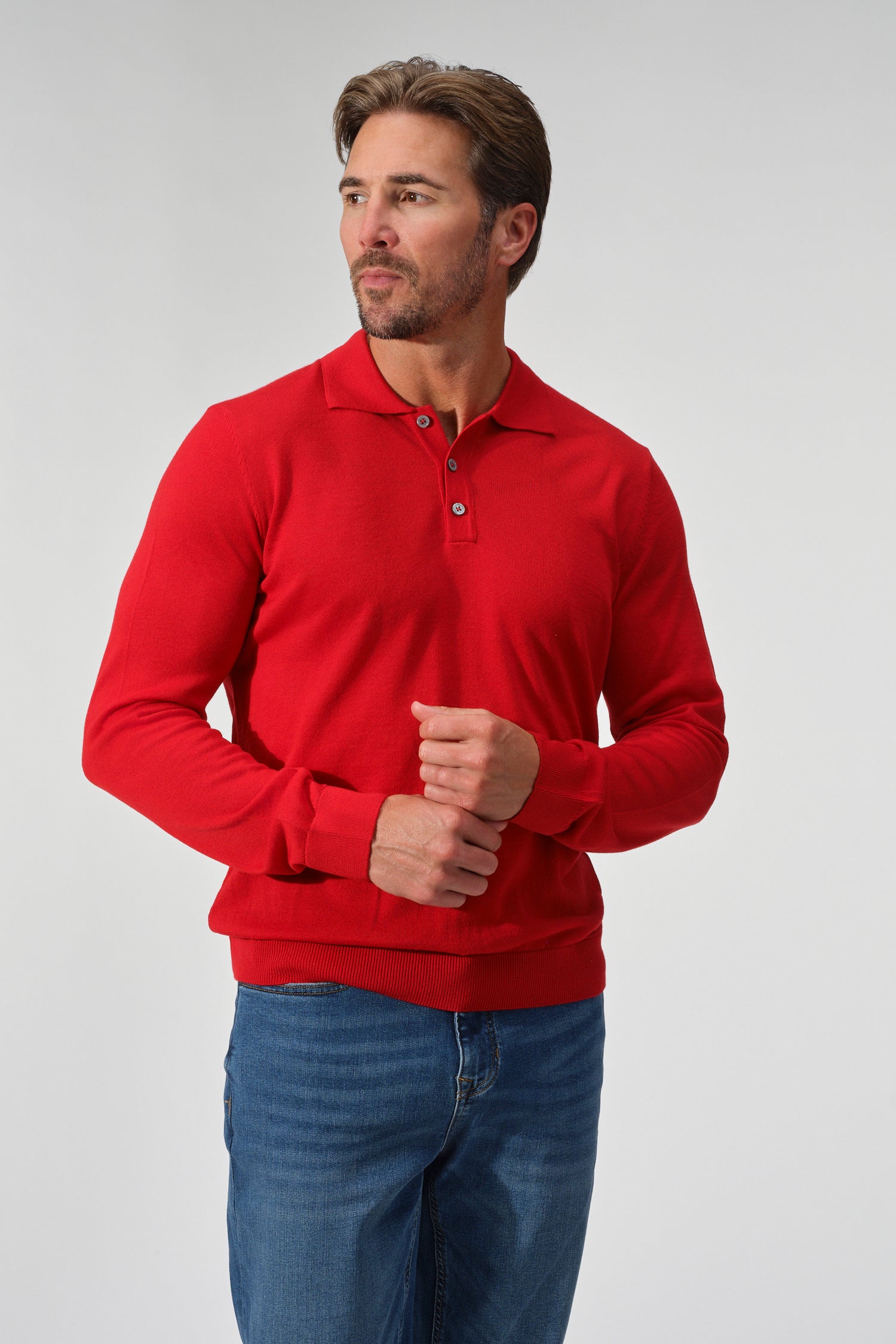 Merino Wool Solid Polo Sweater