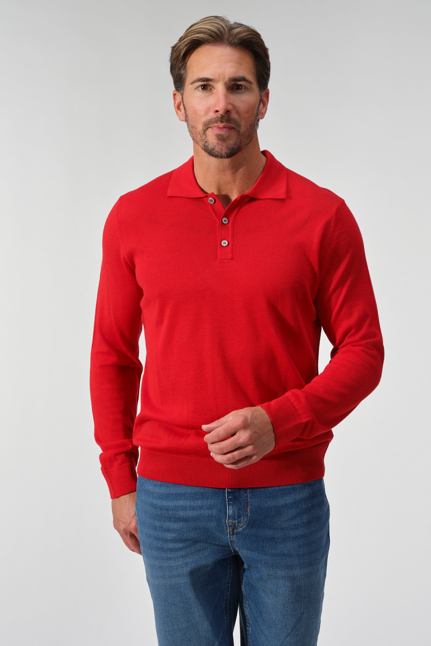 Merino Wool Solid Polo Sweater
