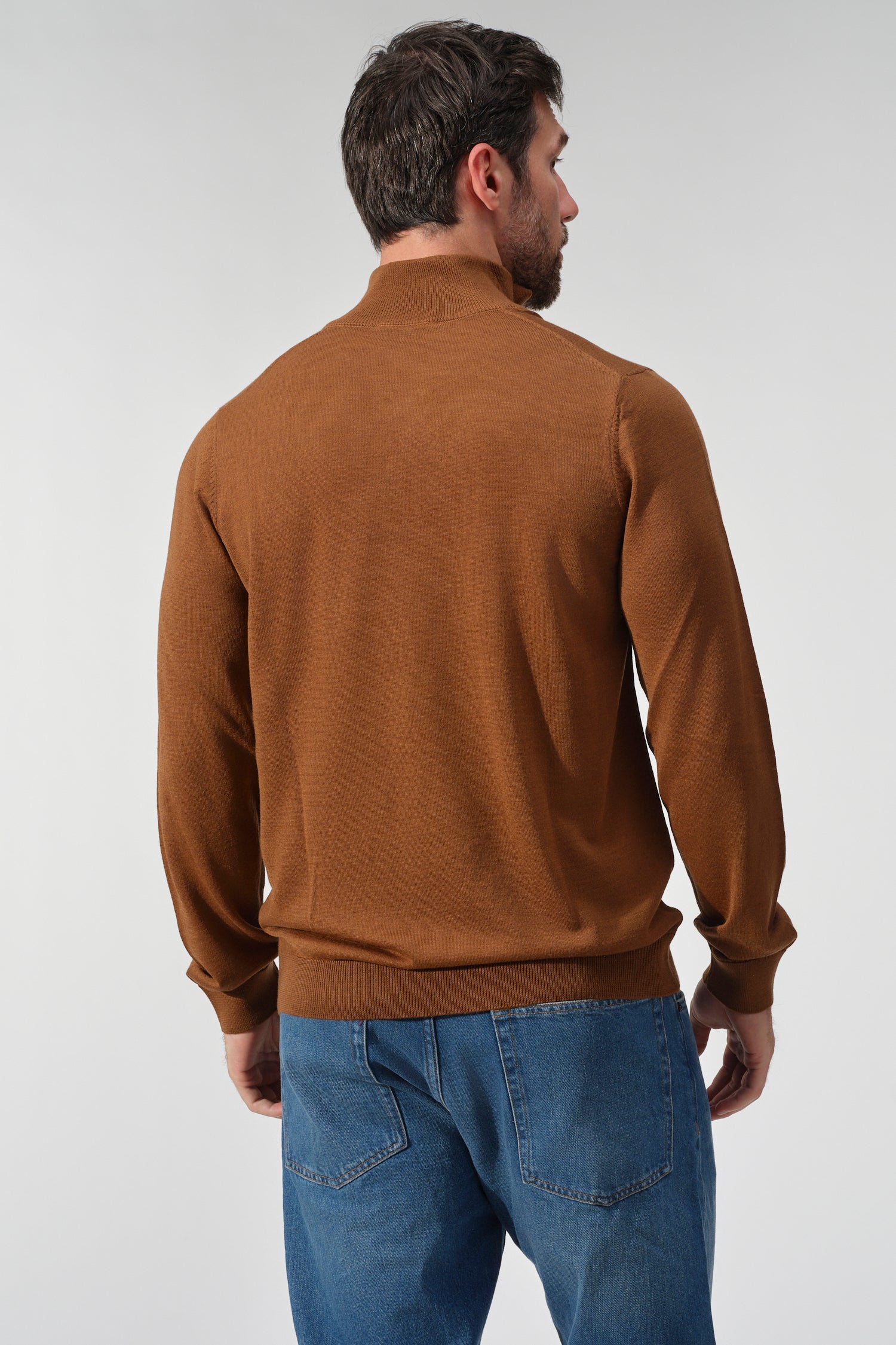Merino Wool Solid Quarter Zip Sweater