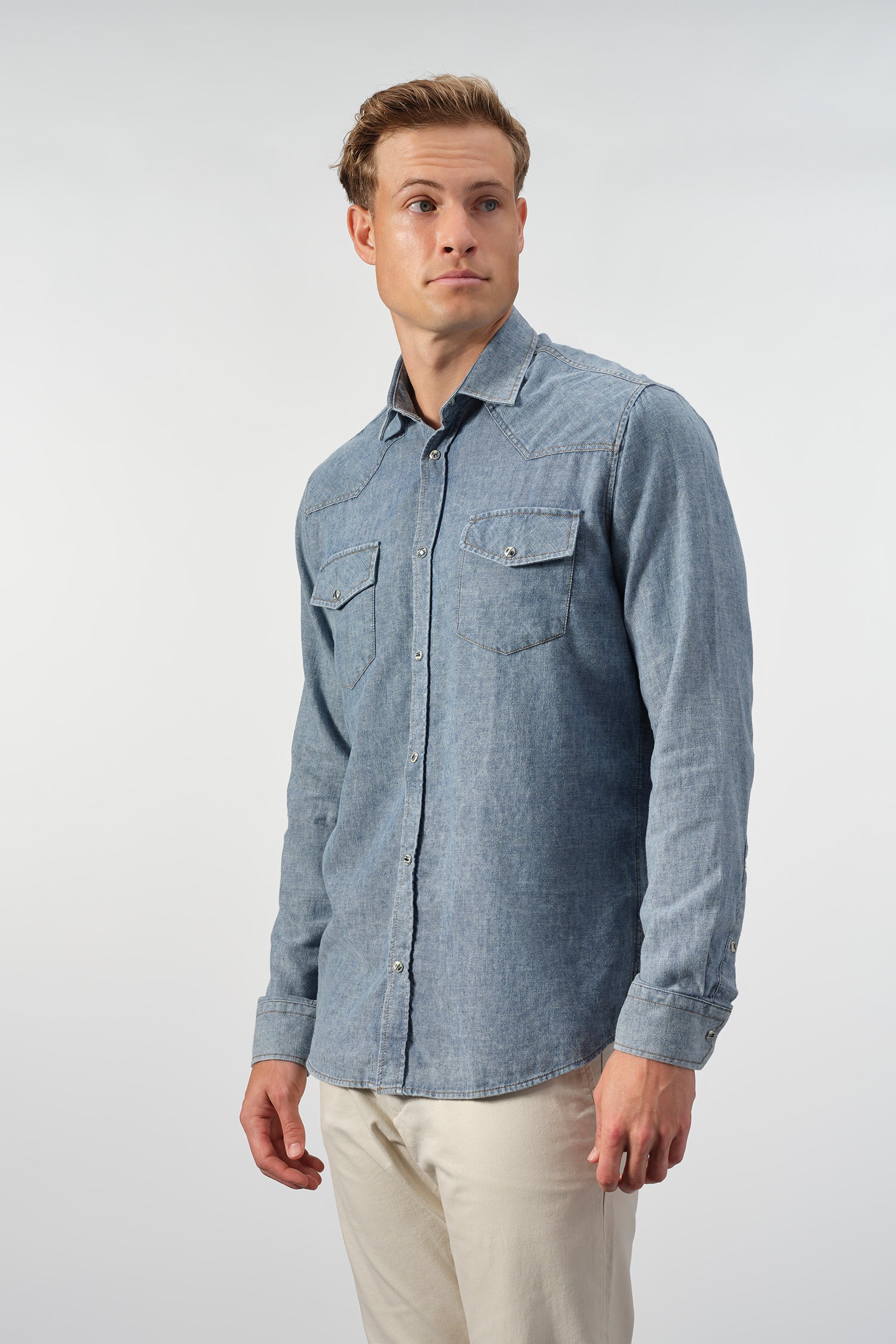 Hyper-Stretch Denim Western Shirt