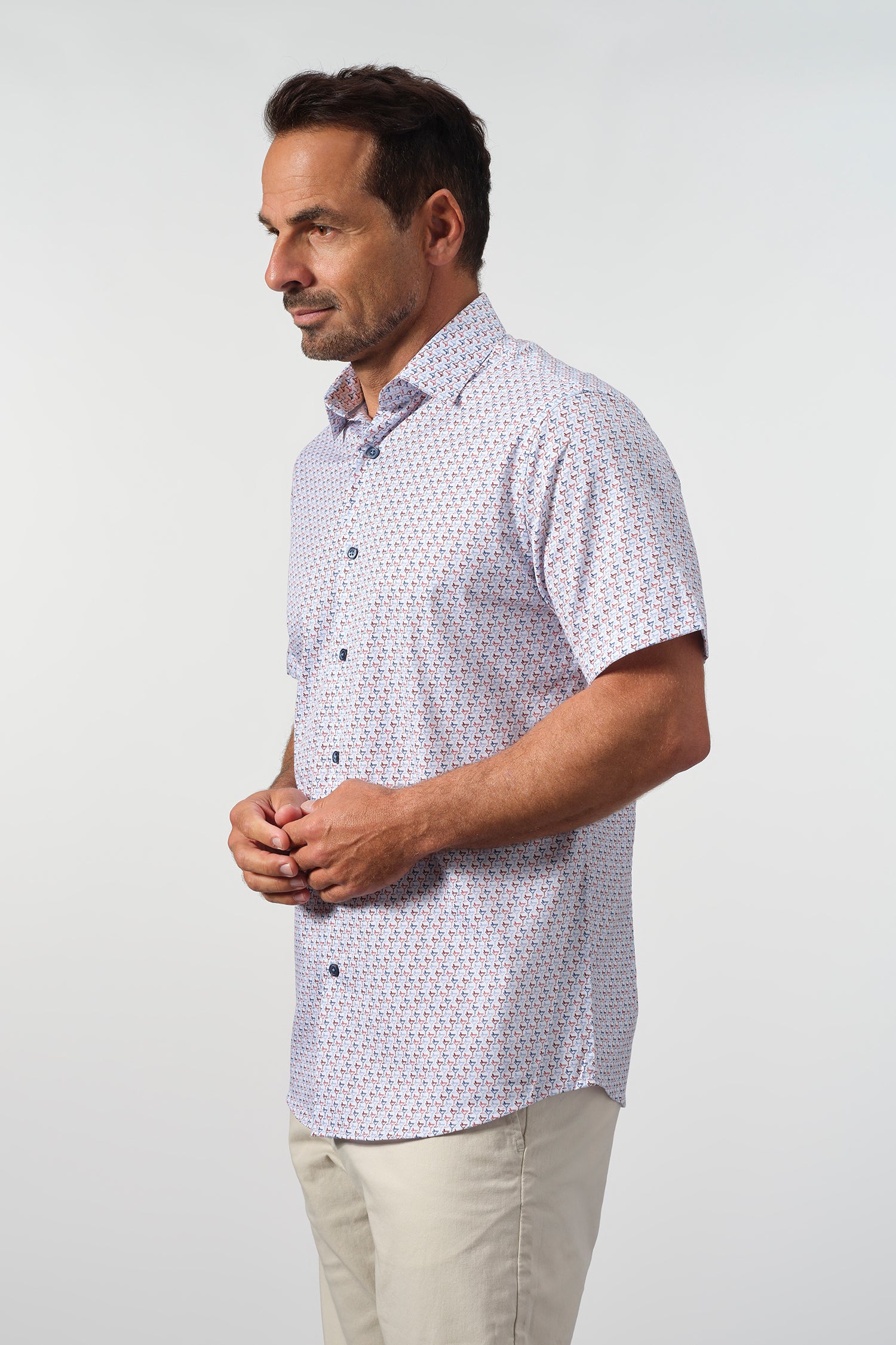Martini Micro-Print Stretch Cotton Shirt