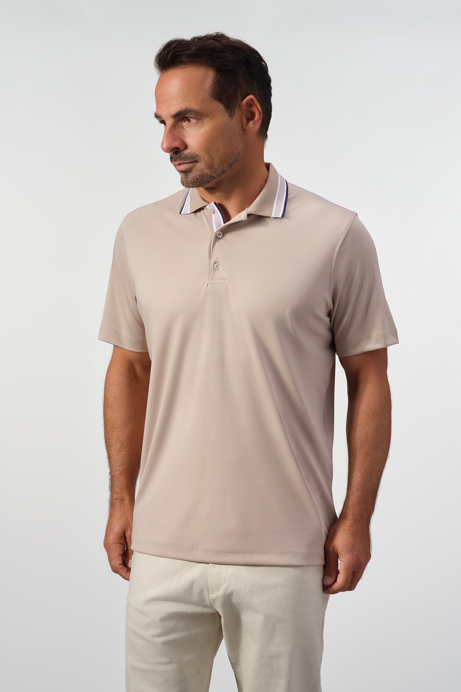 Textured Cotton Polo with Contrast Details