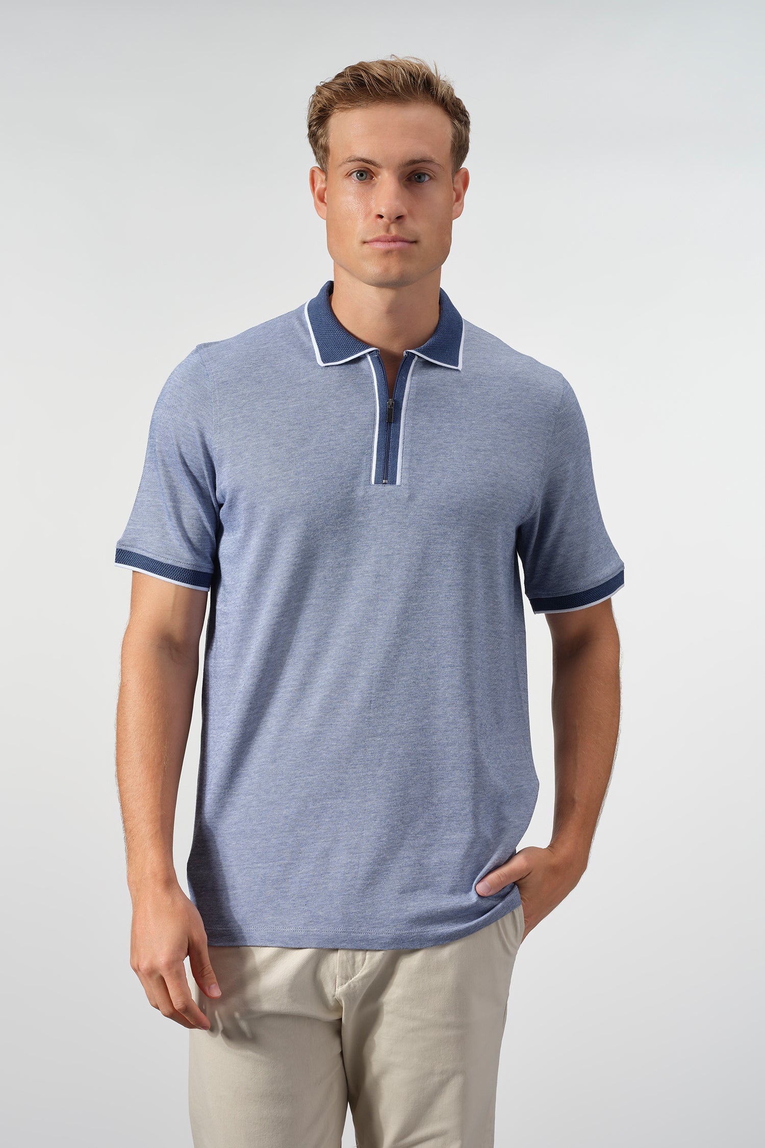 The Vantage Tipped Zip Polo