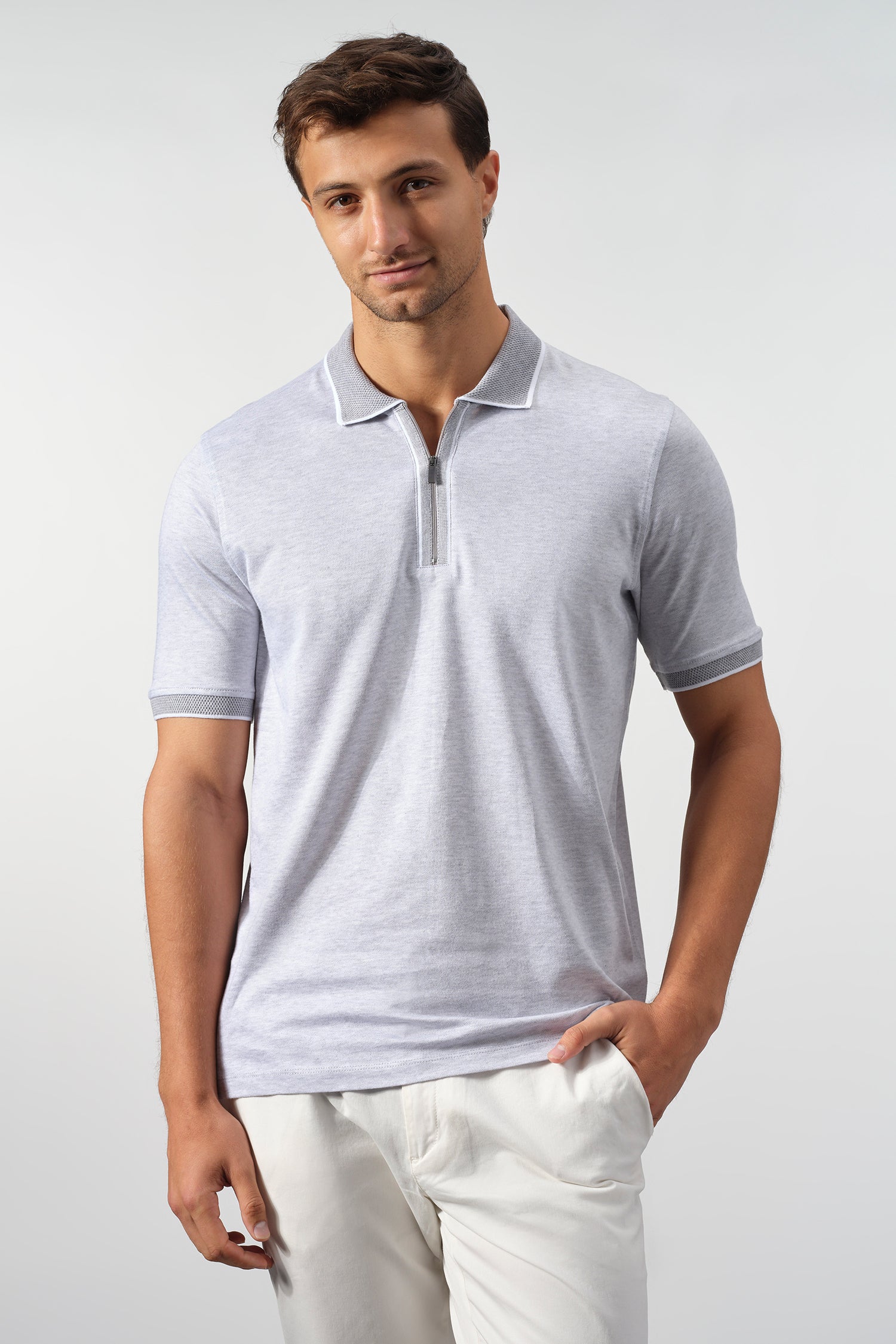 The Vantage Tipped Zip Polo