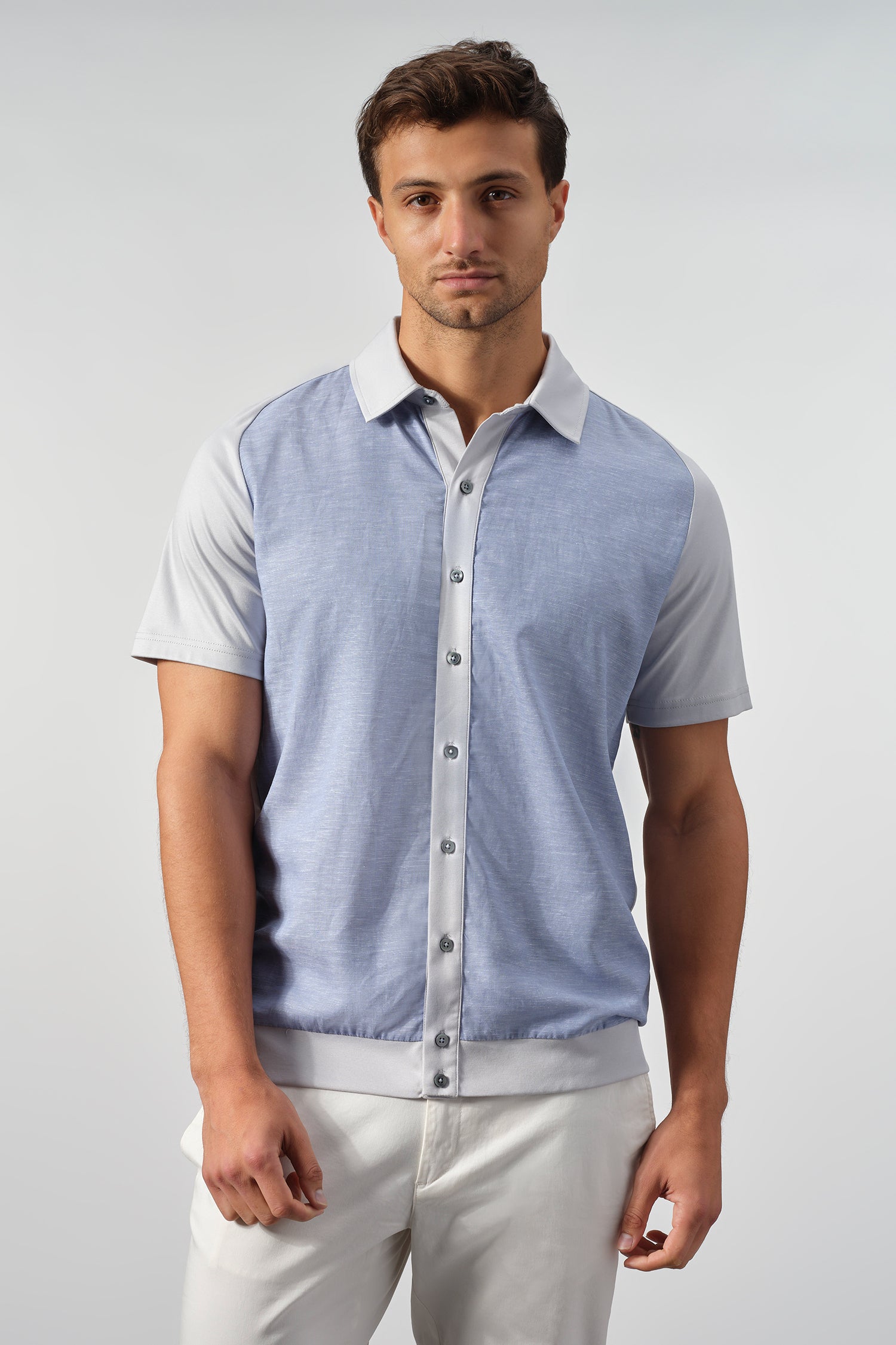 SetaTouch Linen-Tencel Colorblock Polo Shirt