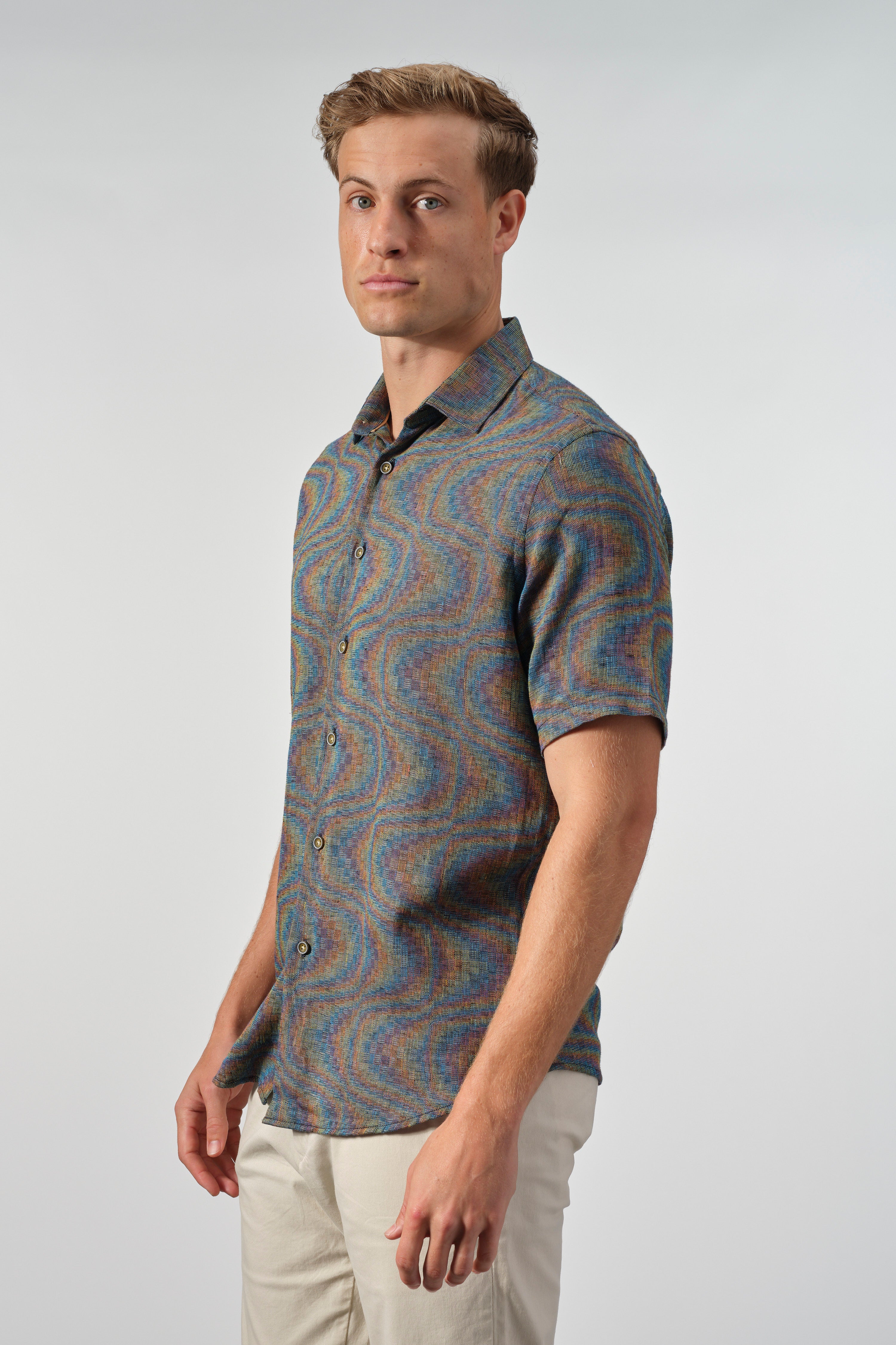 Prismatic Swirl Cotton-Tencel Shirt