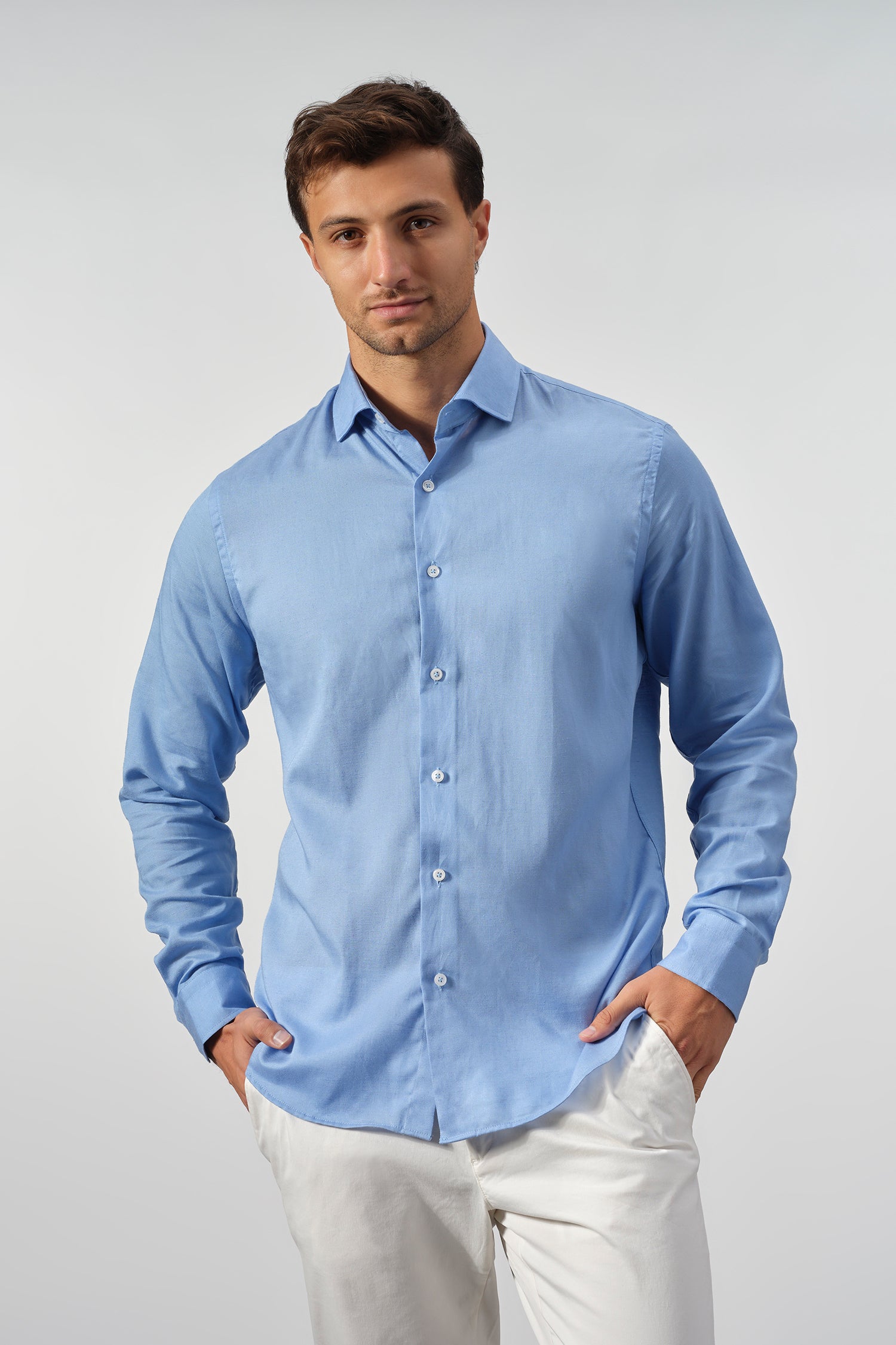 Tencel Linen Long Sleeve Solid Shirts
