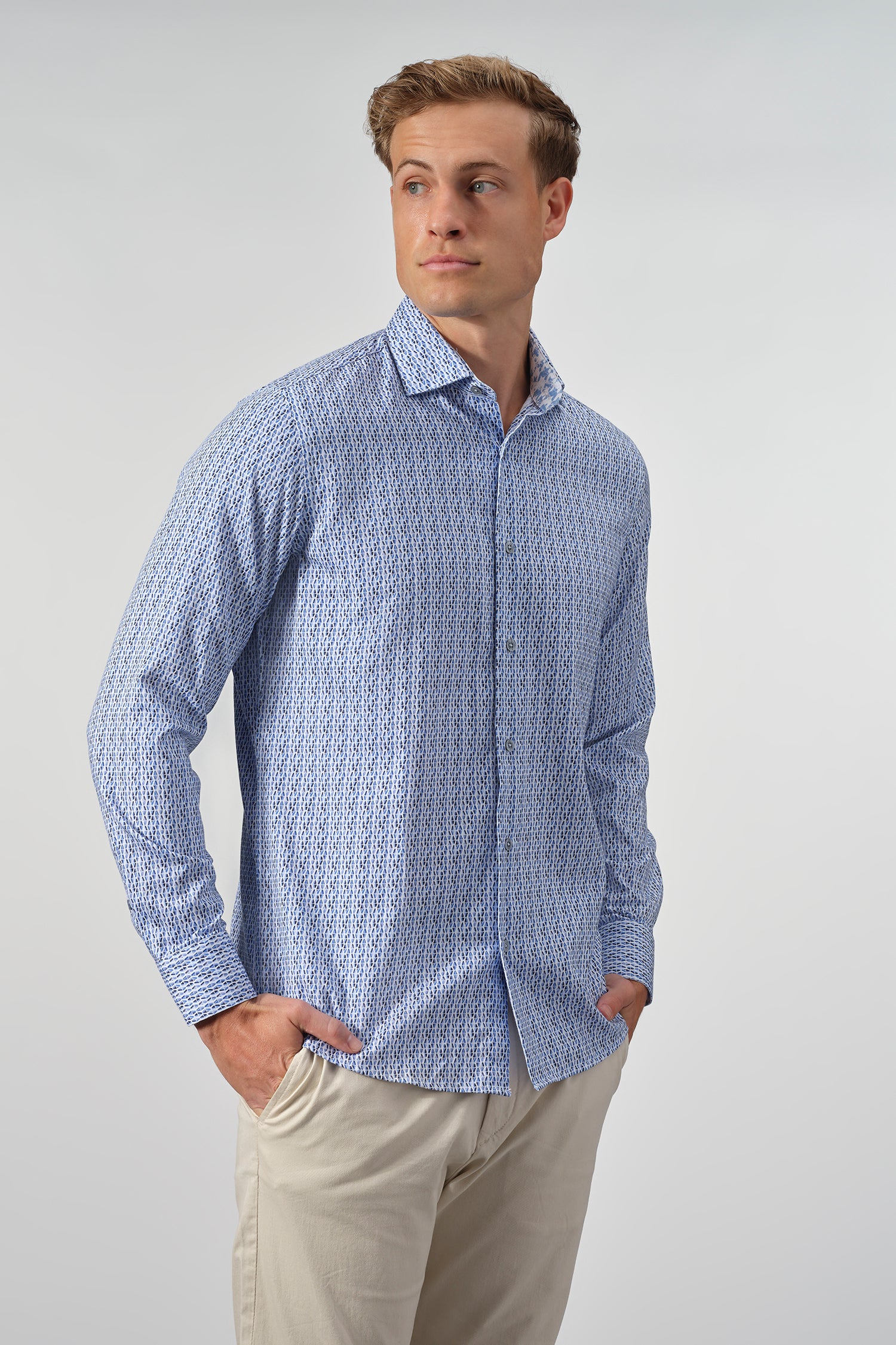 Geometric Textured Cotton Shirt