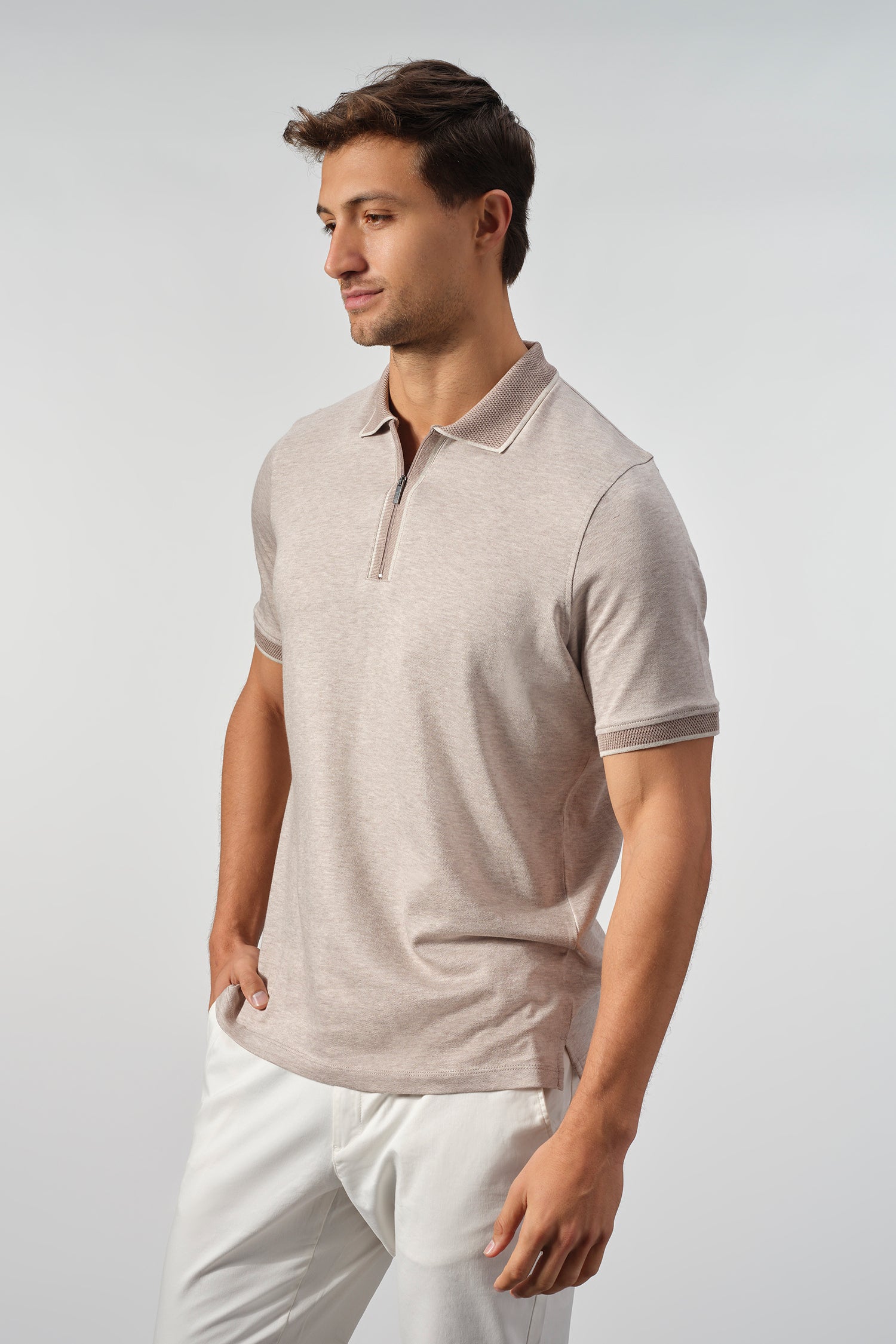 The Vantage Tipped Zip Polo