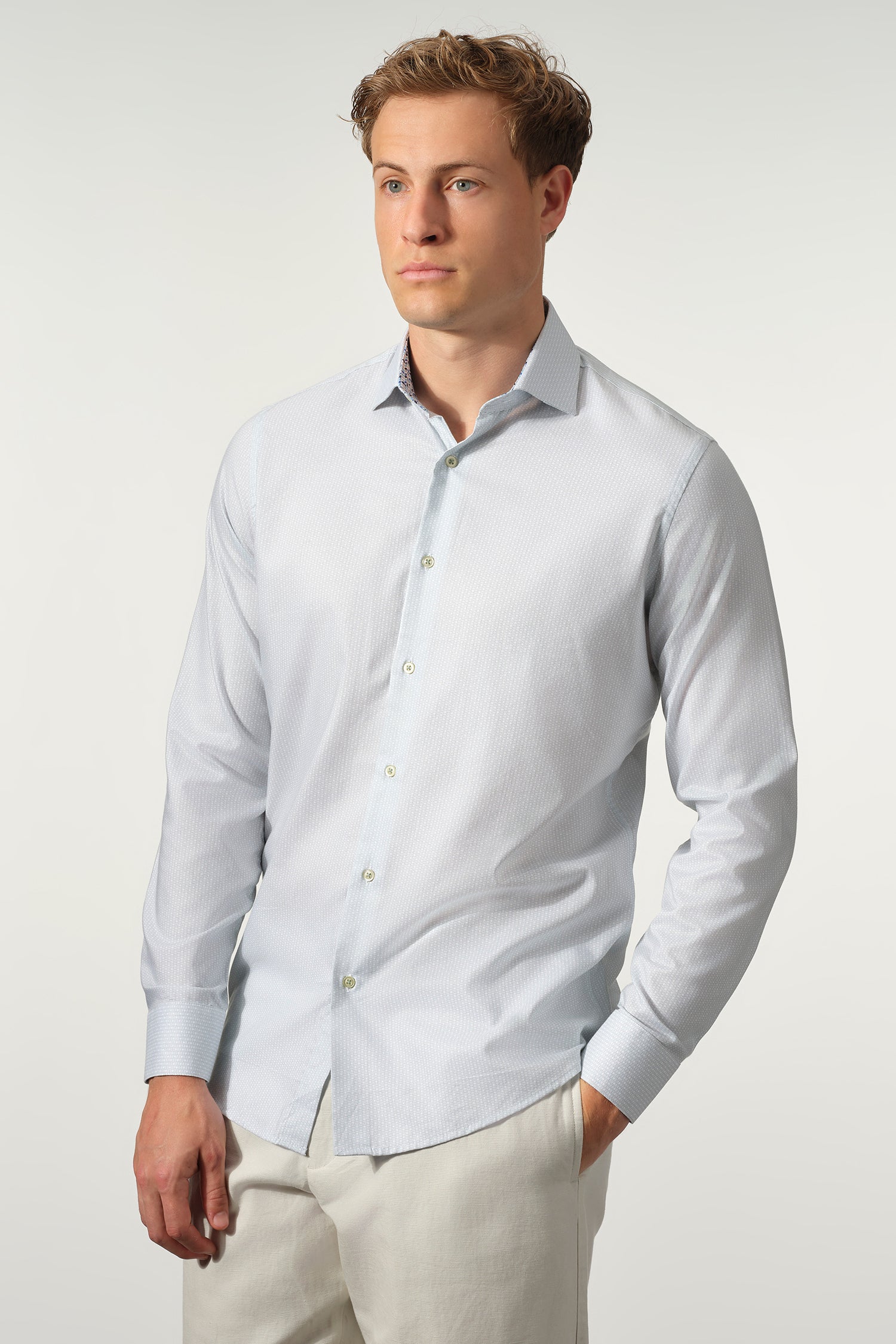 Refined Micro Texture Cotton-Lyocell Dress Shirt