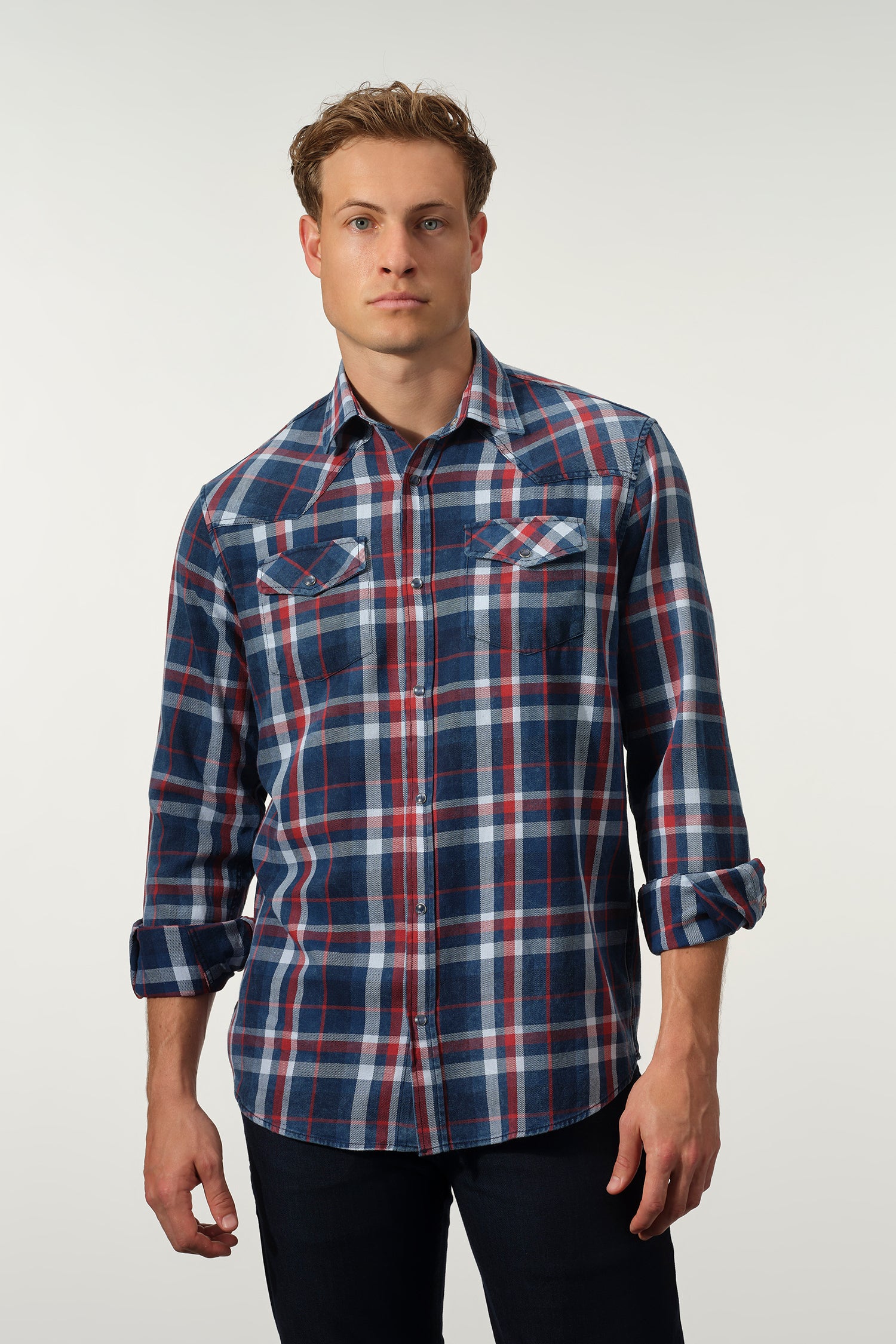 Classic Plaid Cotton Snap Shirt