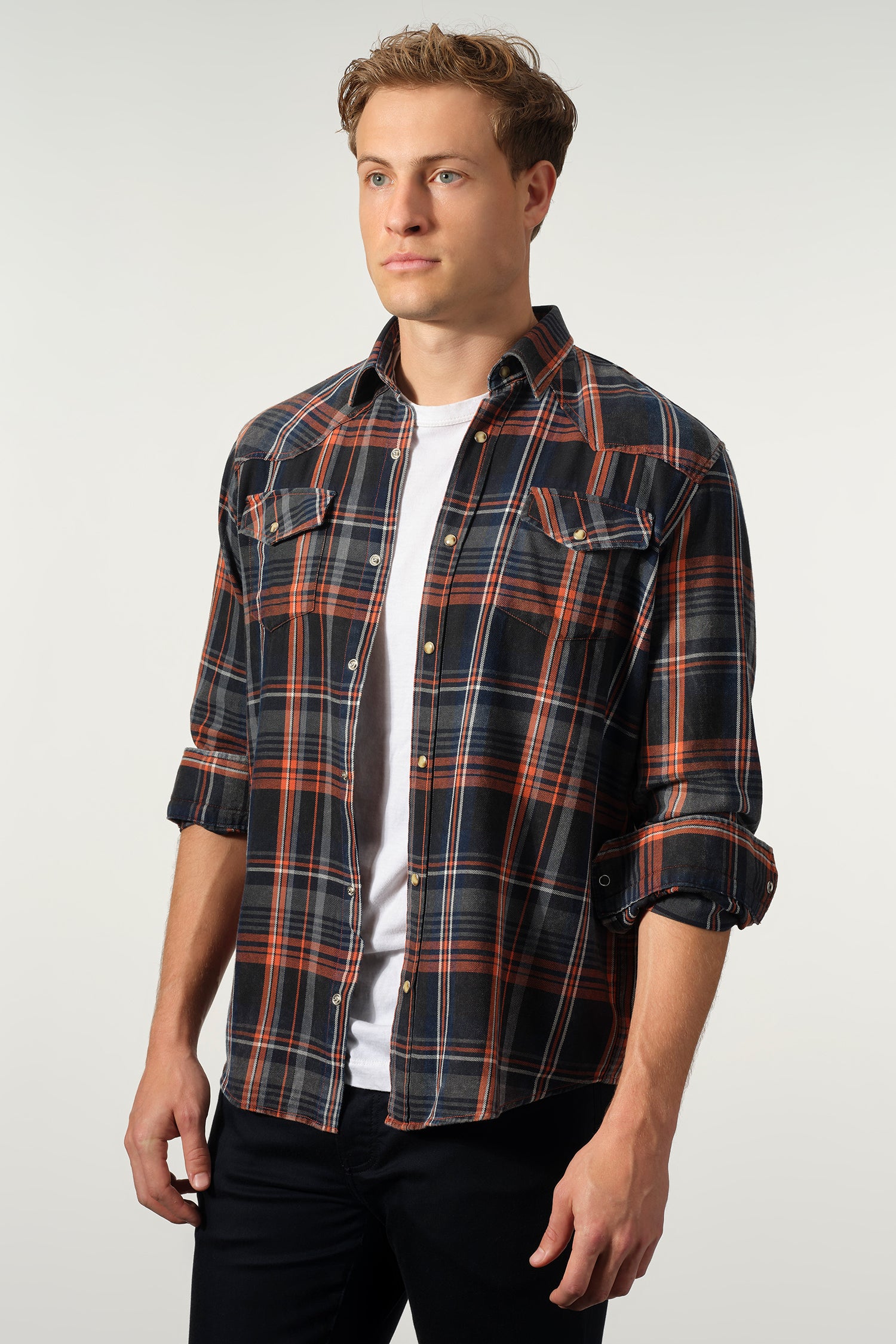 Rust Checkered Denim Shirt