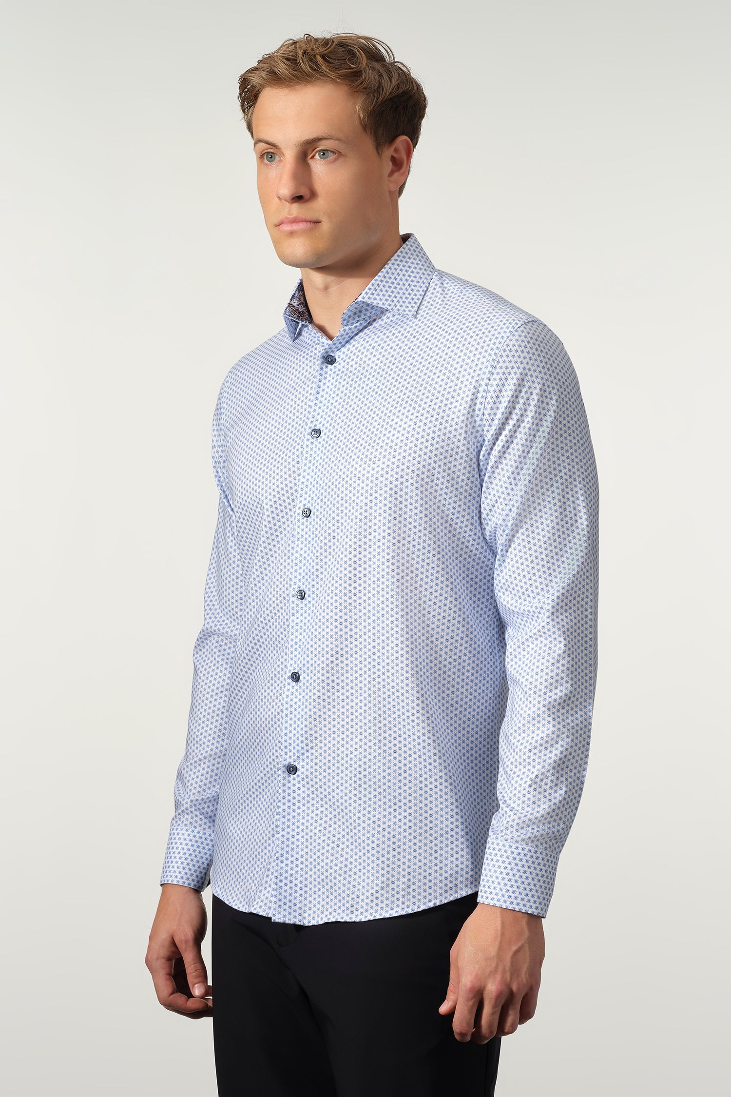 Micro Geo Cotton-Lyocell Dress Shirt