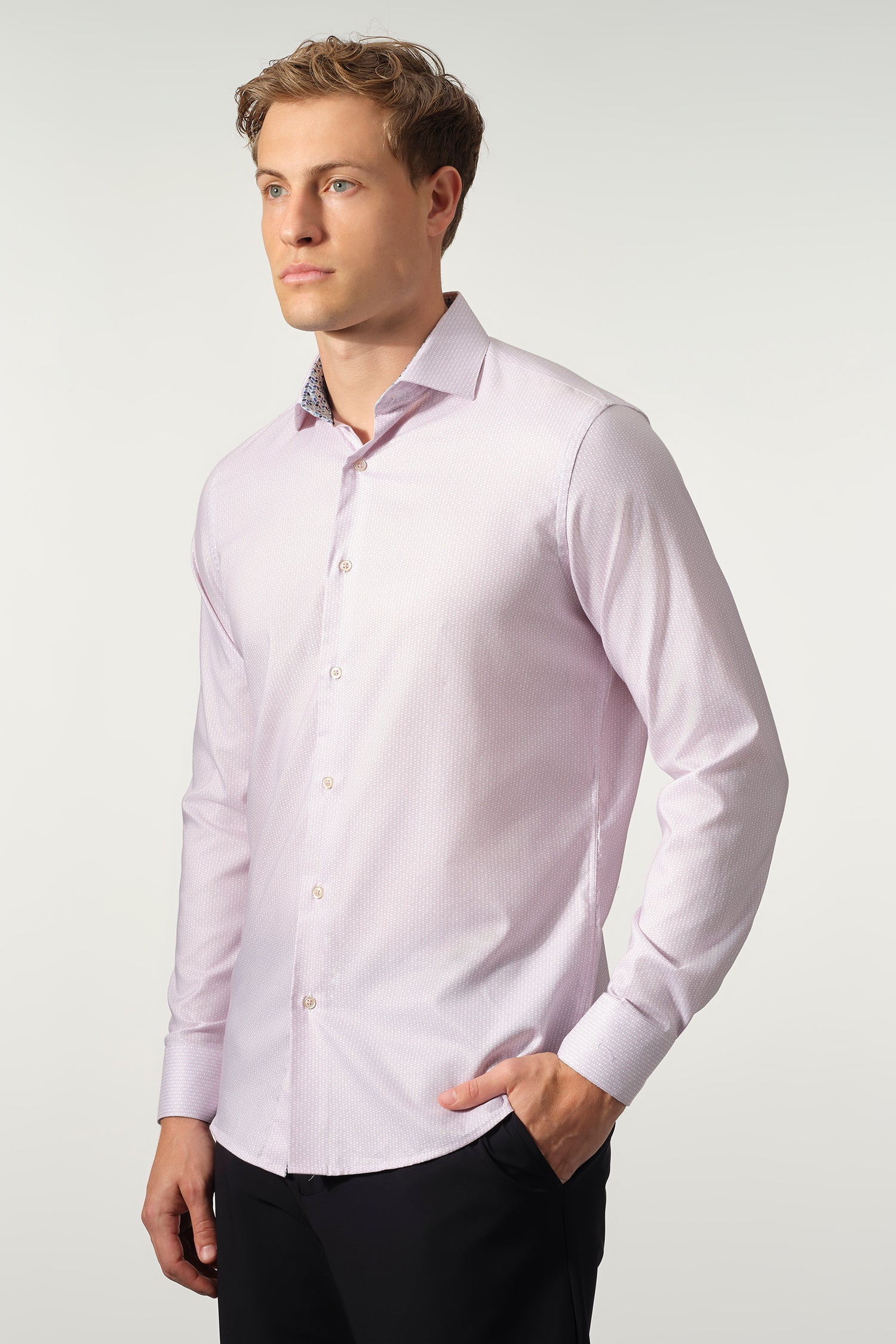 Refined Micro Texture Cotton-Lyocell Dress Shirt