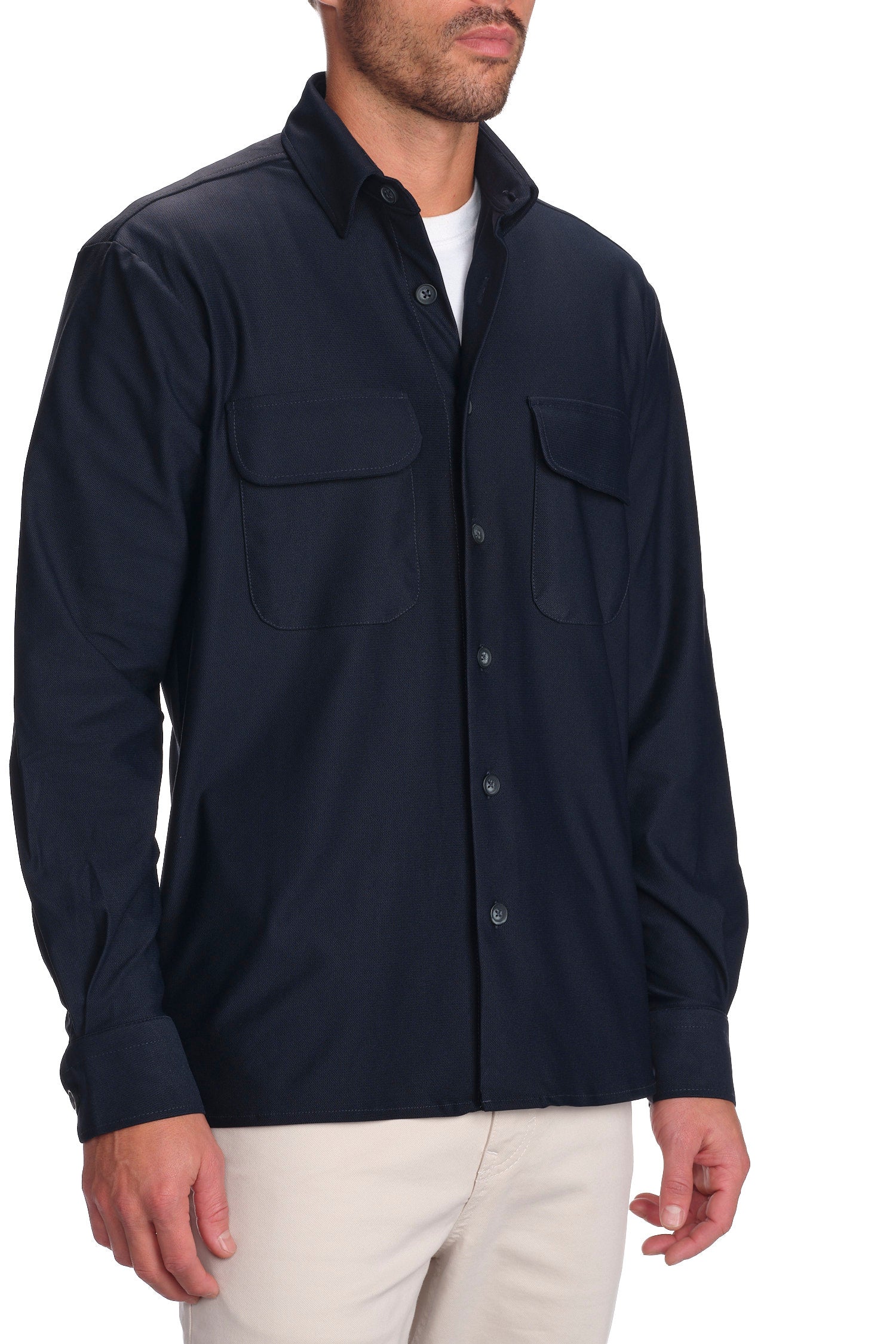 Garnet Men's Solid Color Performance Long Sleeve Over Shirt 2325002 Navy